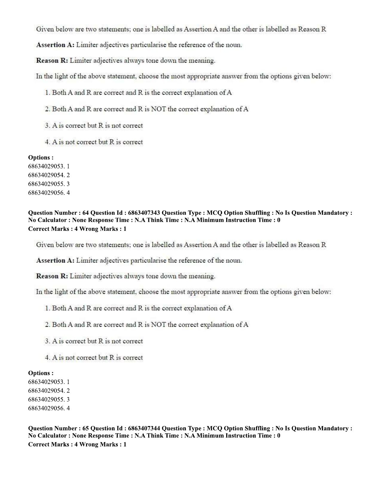 CUET PG 2023: COQP05 – B.Ed. Languages (Eng.)-Shift 1 (07-06-2023) Question Papers - Page 66