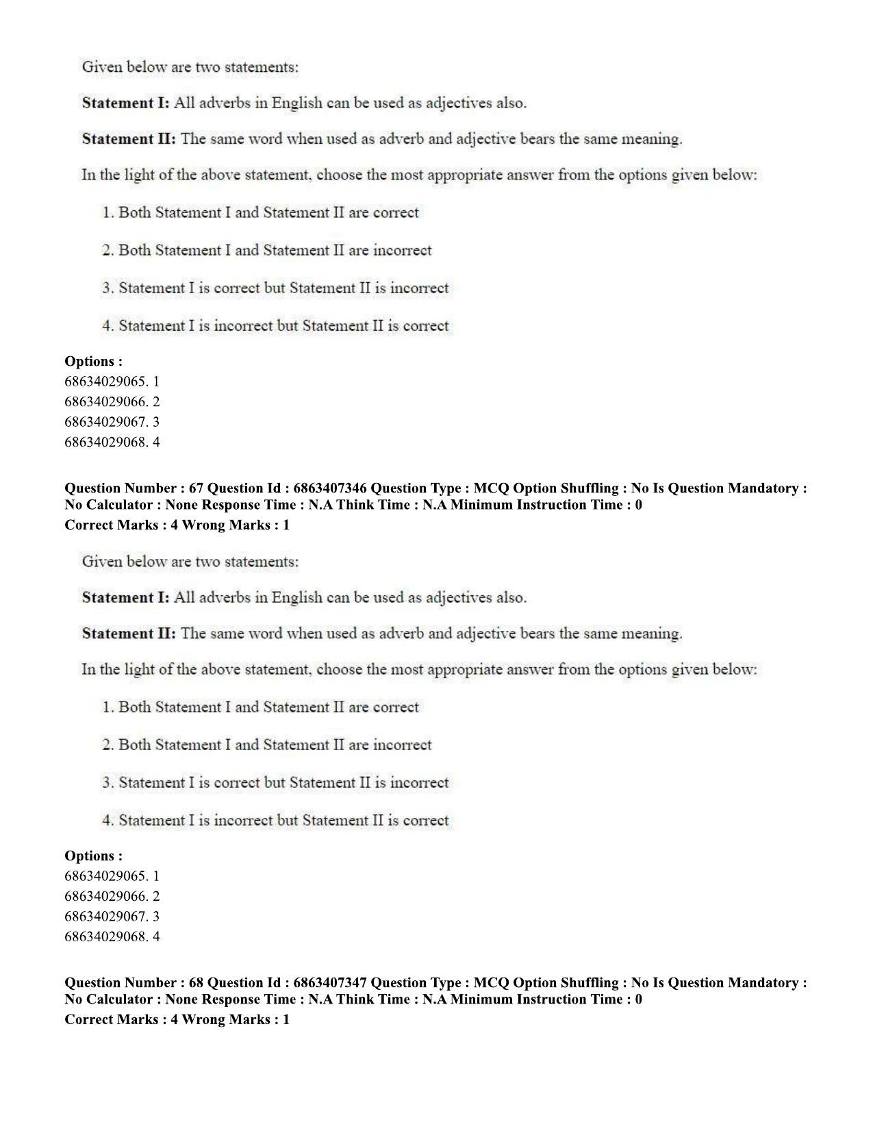 CUET PG 2023: COQP05 – B.Ed. Languages (Eng.)-Shift 1 (07-06-2023) Question Papers - Page 69