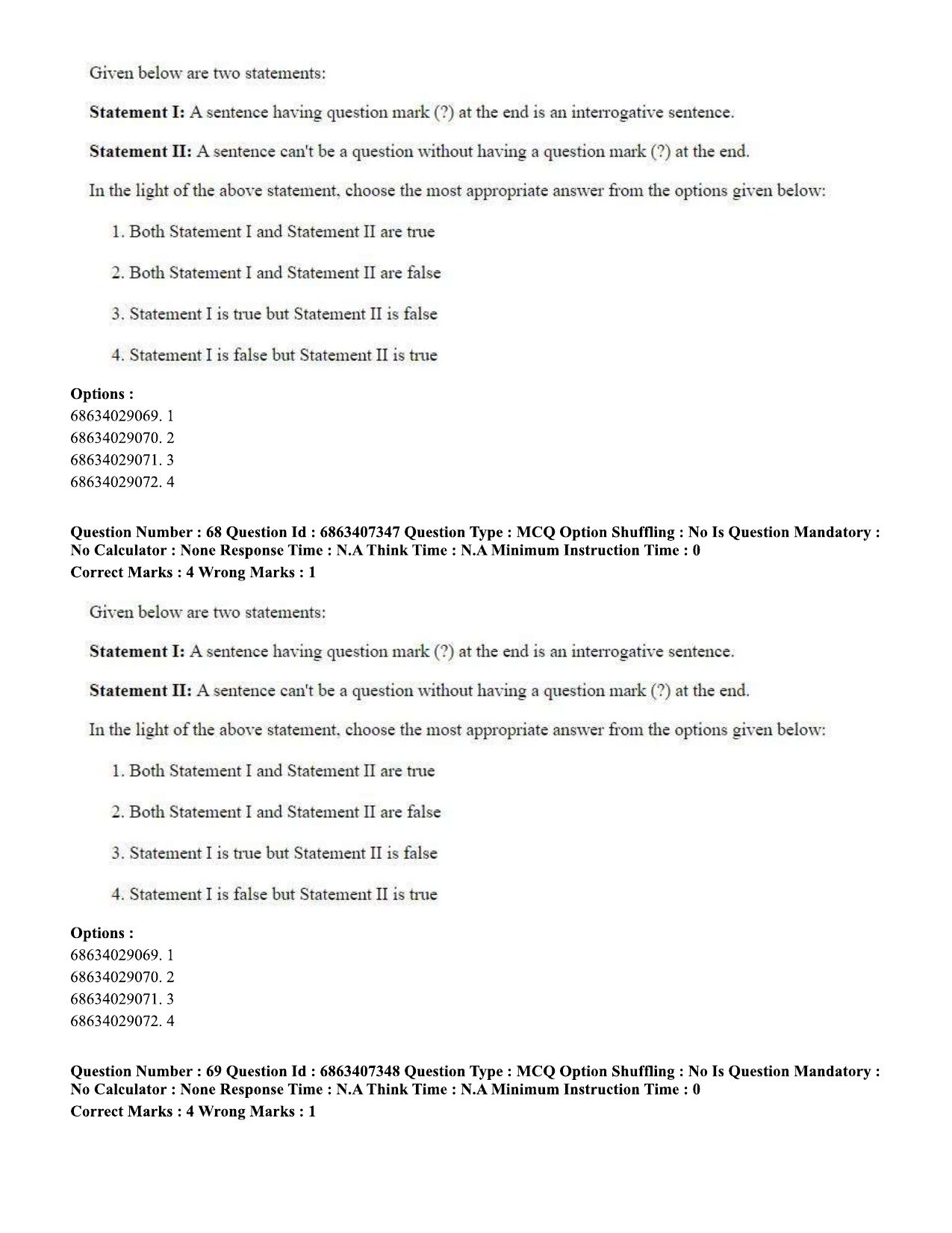 CUET PG 2023: COQP05 – B.Ed. Languages (Eng.)-Shift 1 (07-06-2023) Question Papers - Page 70