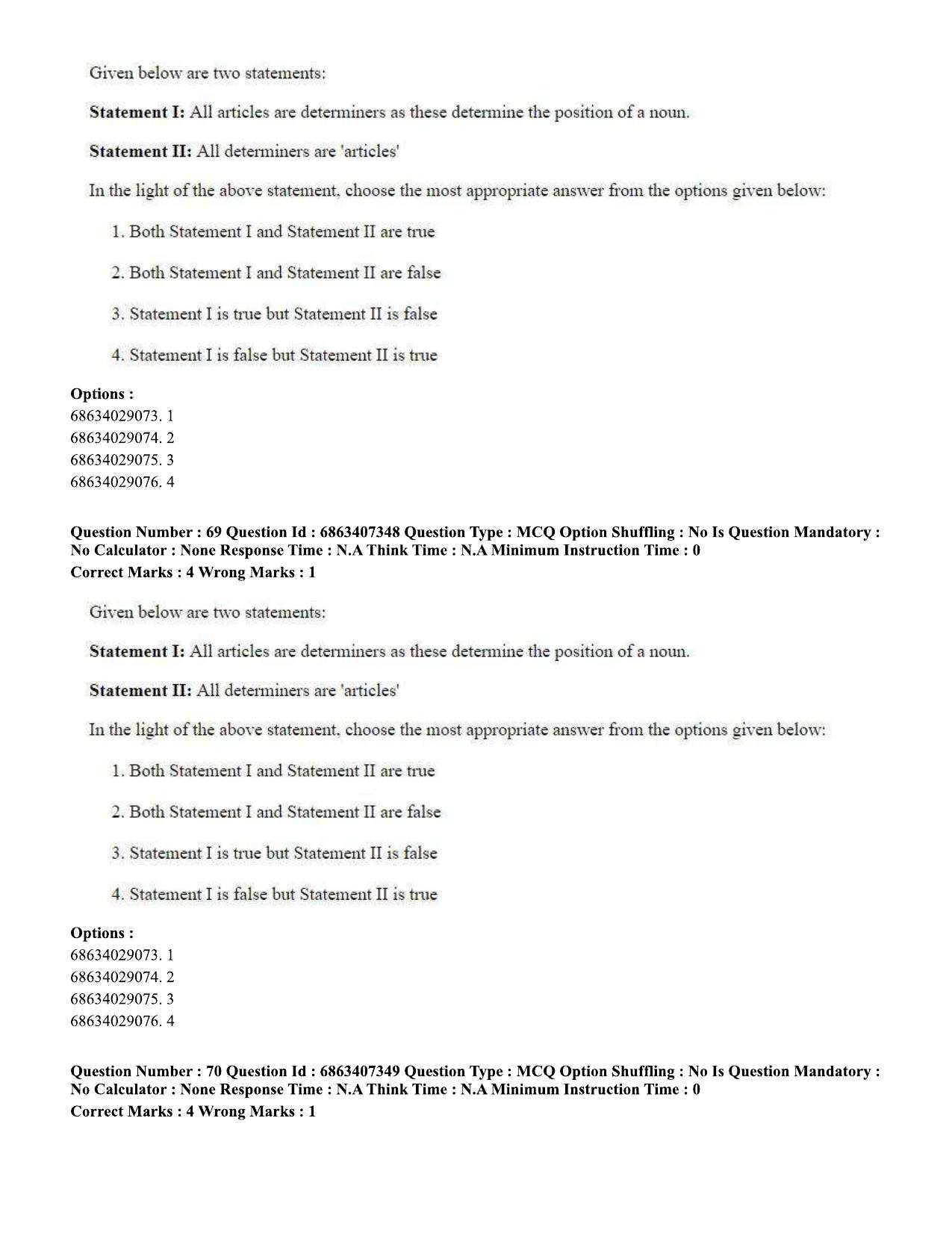 CUET PG 2023: COQP05 – B.Ed. Languages (Eng.)-Shift 1 (07-06-2023) Question Papers - Page 71