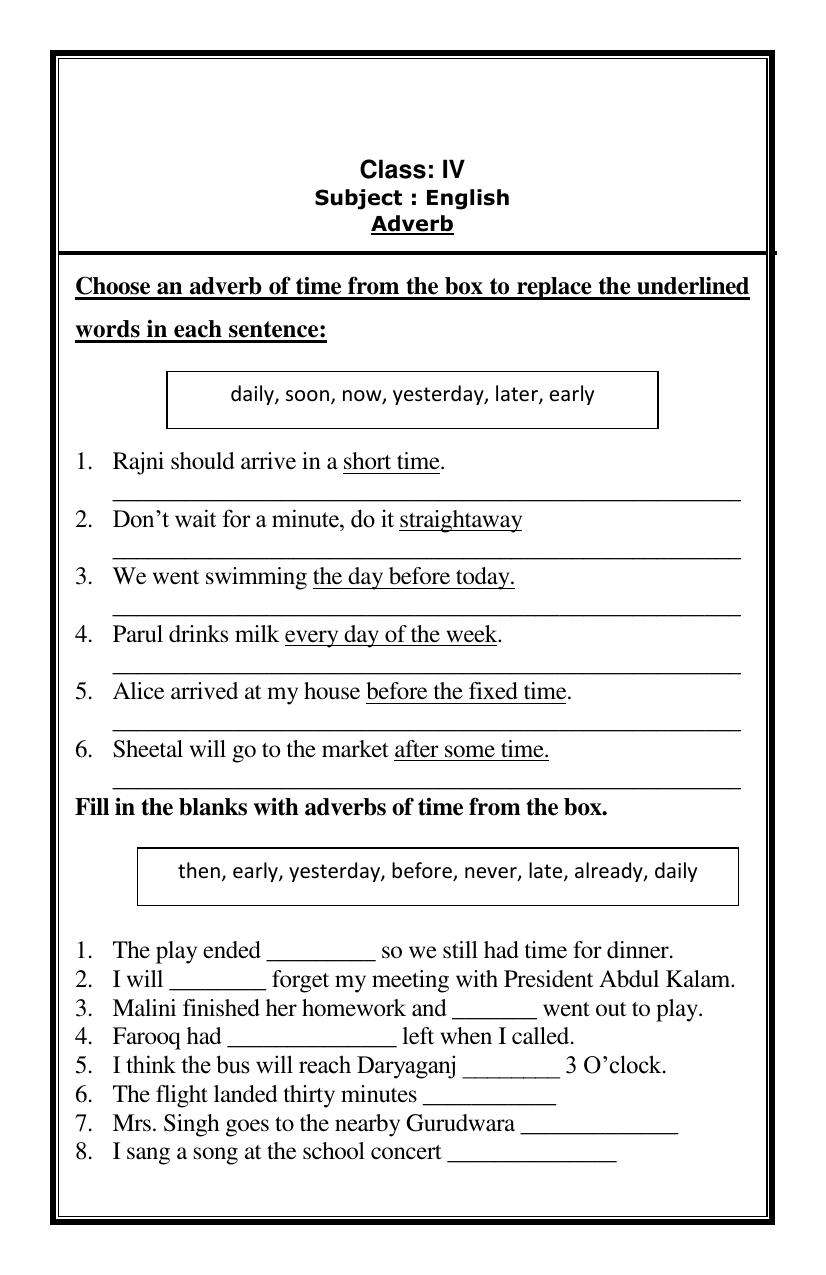 Worksheet for Class 4 English Assignment 36 - Page 2