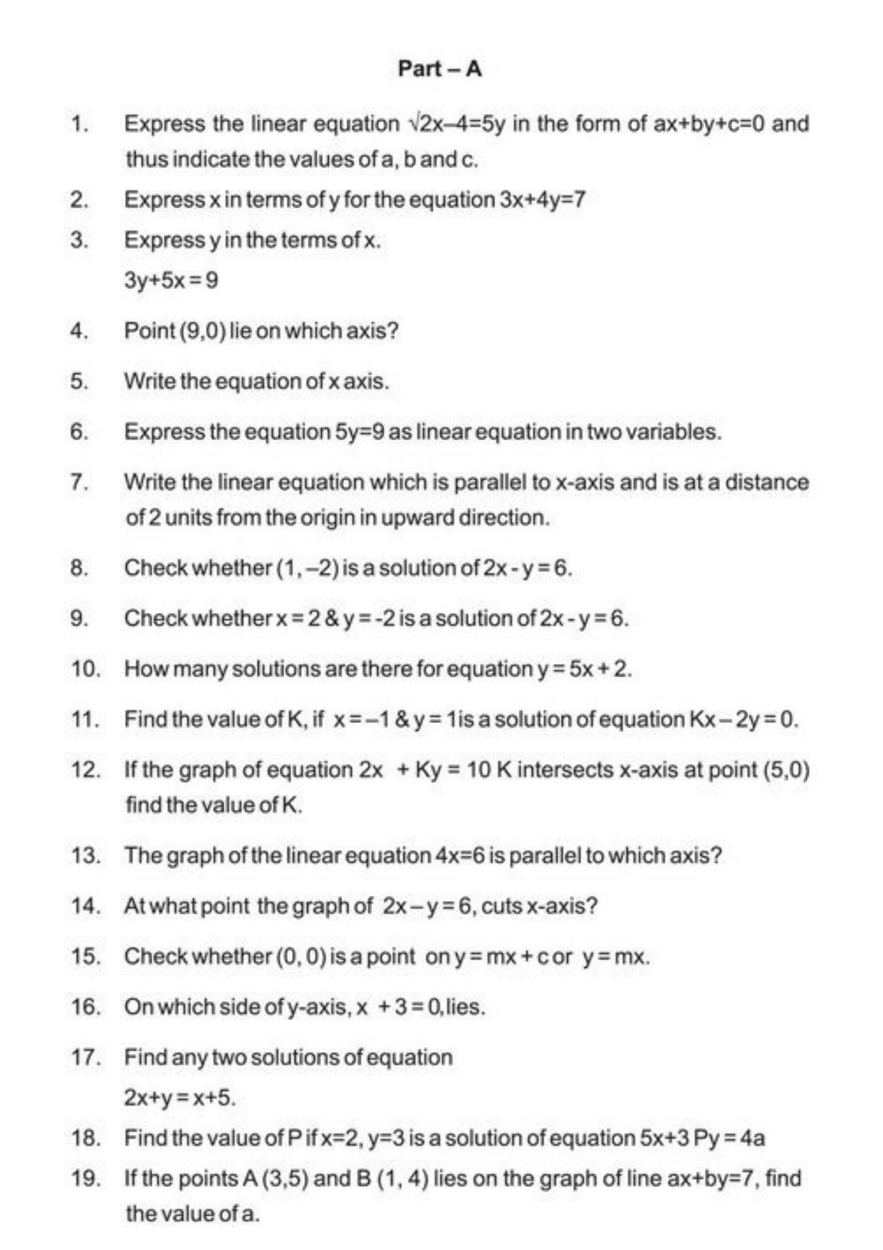 Class 9 Notes, Question & Practice Paper - Mathematics (Topic 4 : Linear Equations in Two Variables ) - Page 4