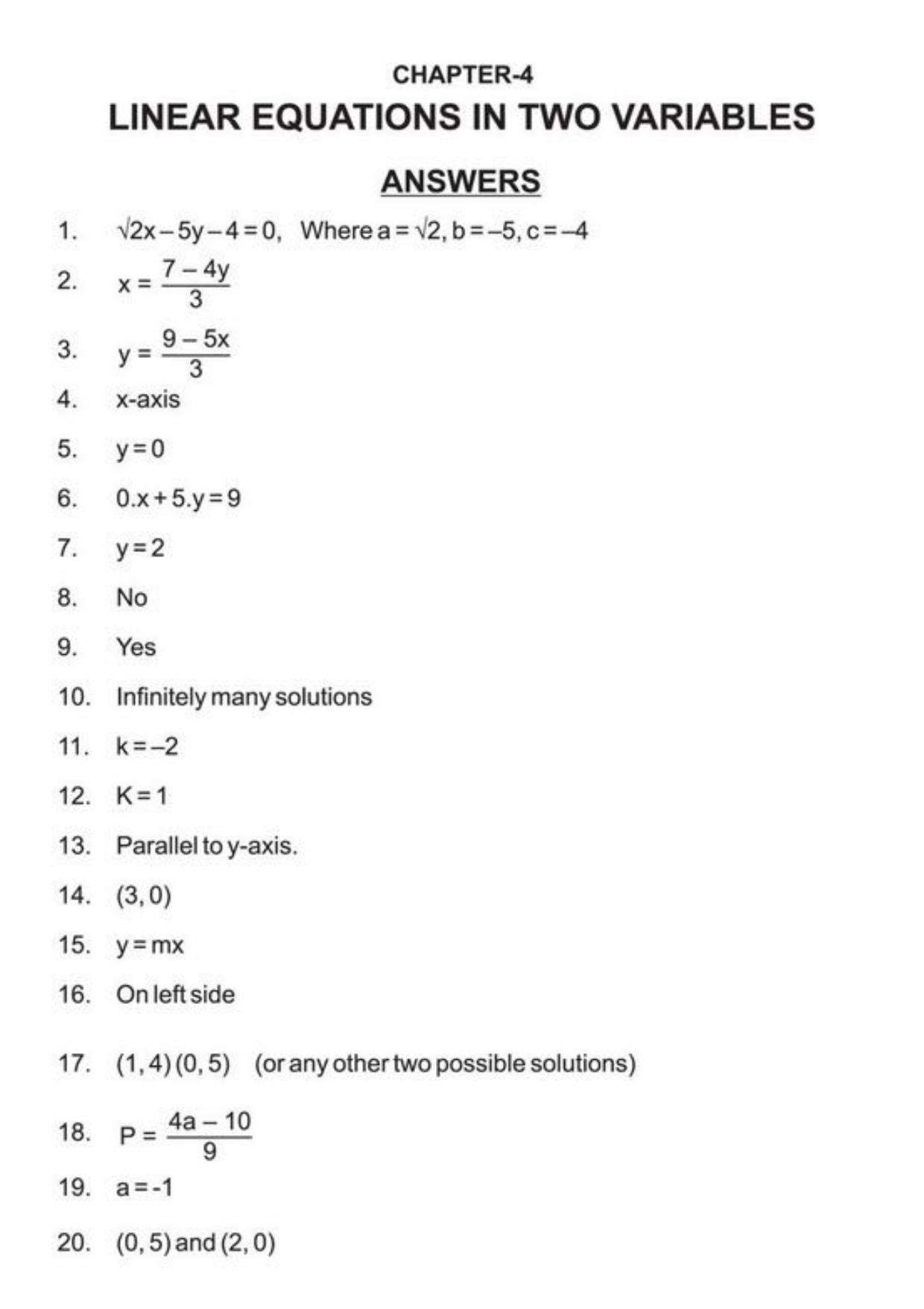 Class 9 Notes, Question & Practice Paper - Mathematics (Topic 4 : Linear Equations in Two Variables ) - Page 9