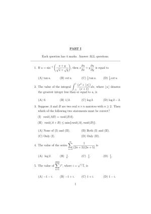 ISI Admission Test JRF in Geology GEA 2022 Sample Paper