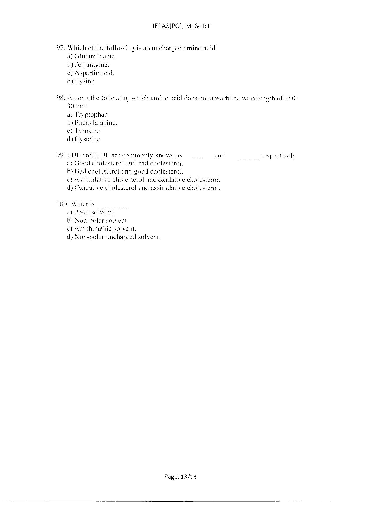 WBJEEB JEMAS (PG) 2021 MSc BT Question Paper - Page 15