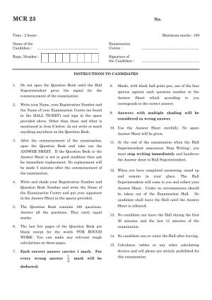 TANCET 2023 MCA Question Paper