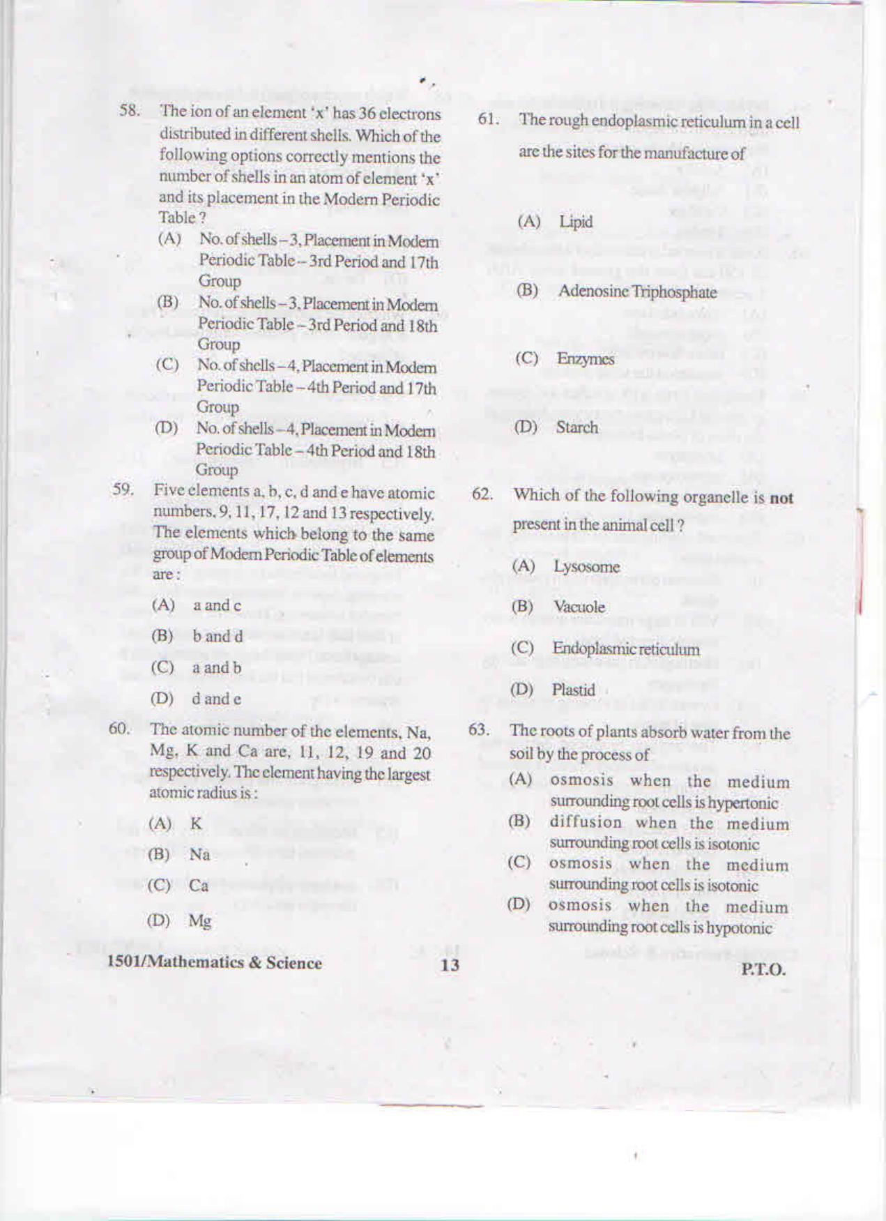 APJEE Mathematics & Science 2015 Question Paper - Page 12