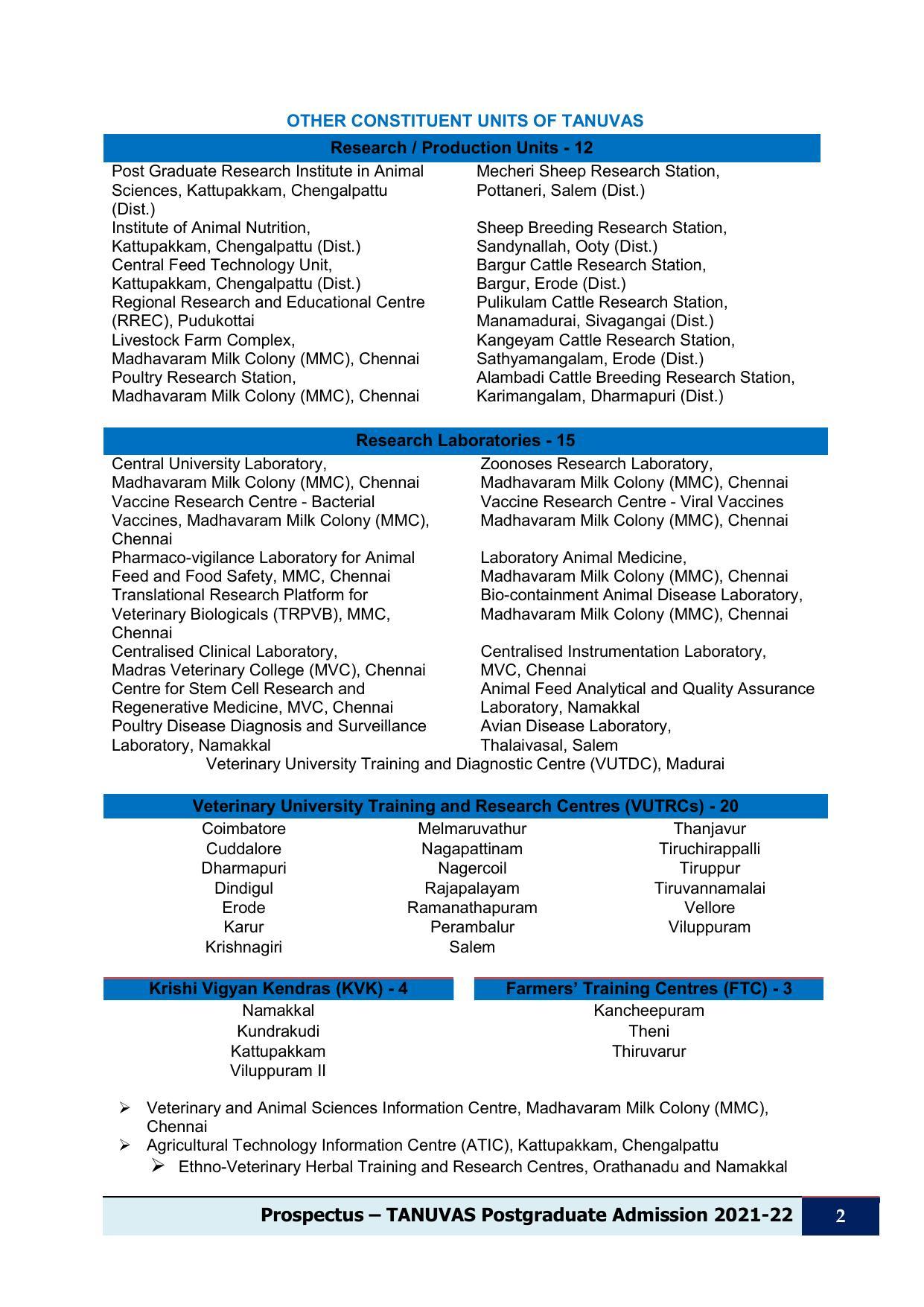 Tamil Nadu Veterinary & Animal Sciences University (TNVASU), Chennai UG Prospectus 2021-22 - Page 3