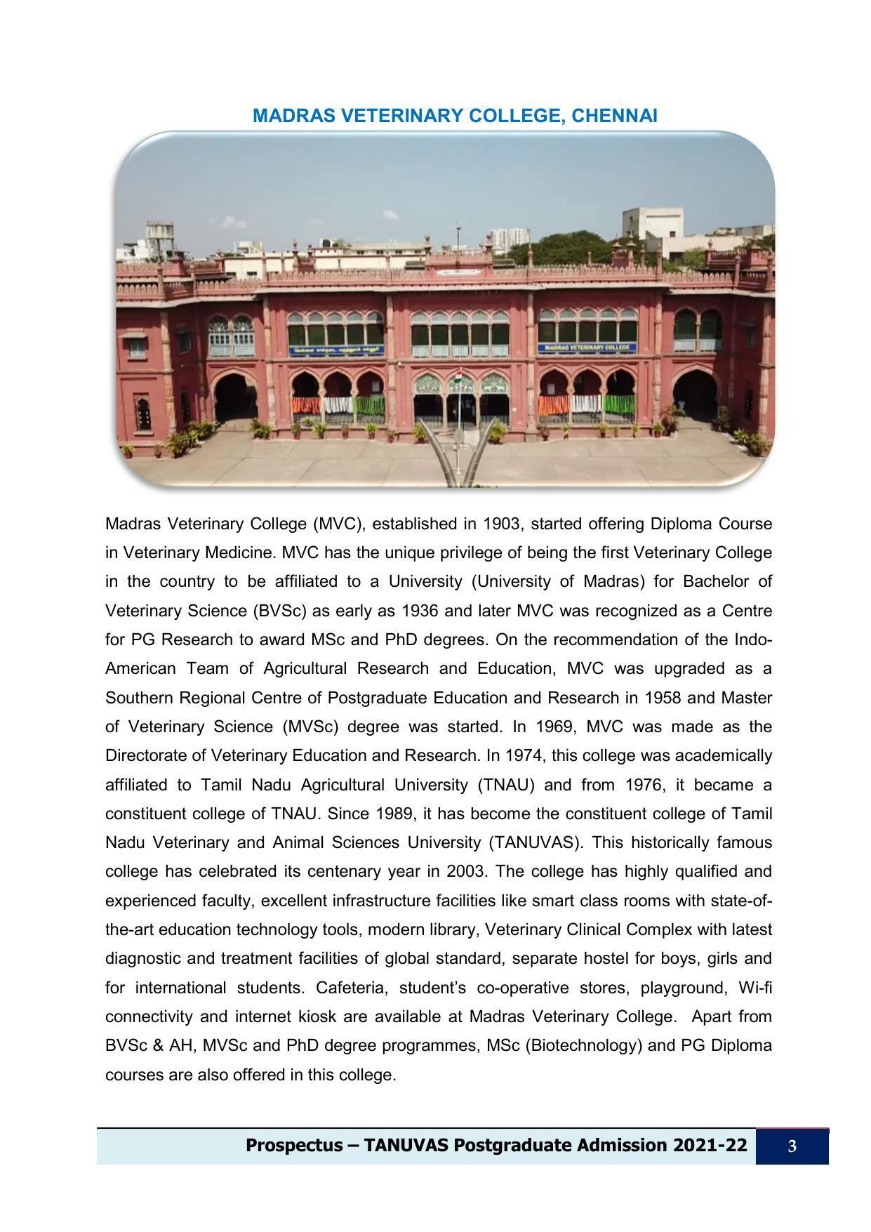 Tamil Nadu Veterinary & Animal Sciences University (TNVASU), Chennai UG Prospectus 2021-22 - Page 4