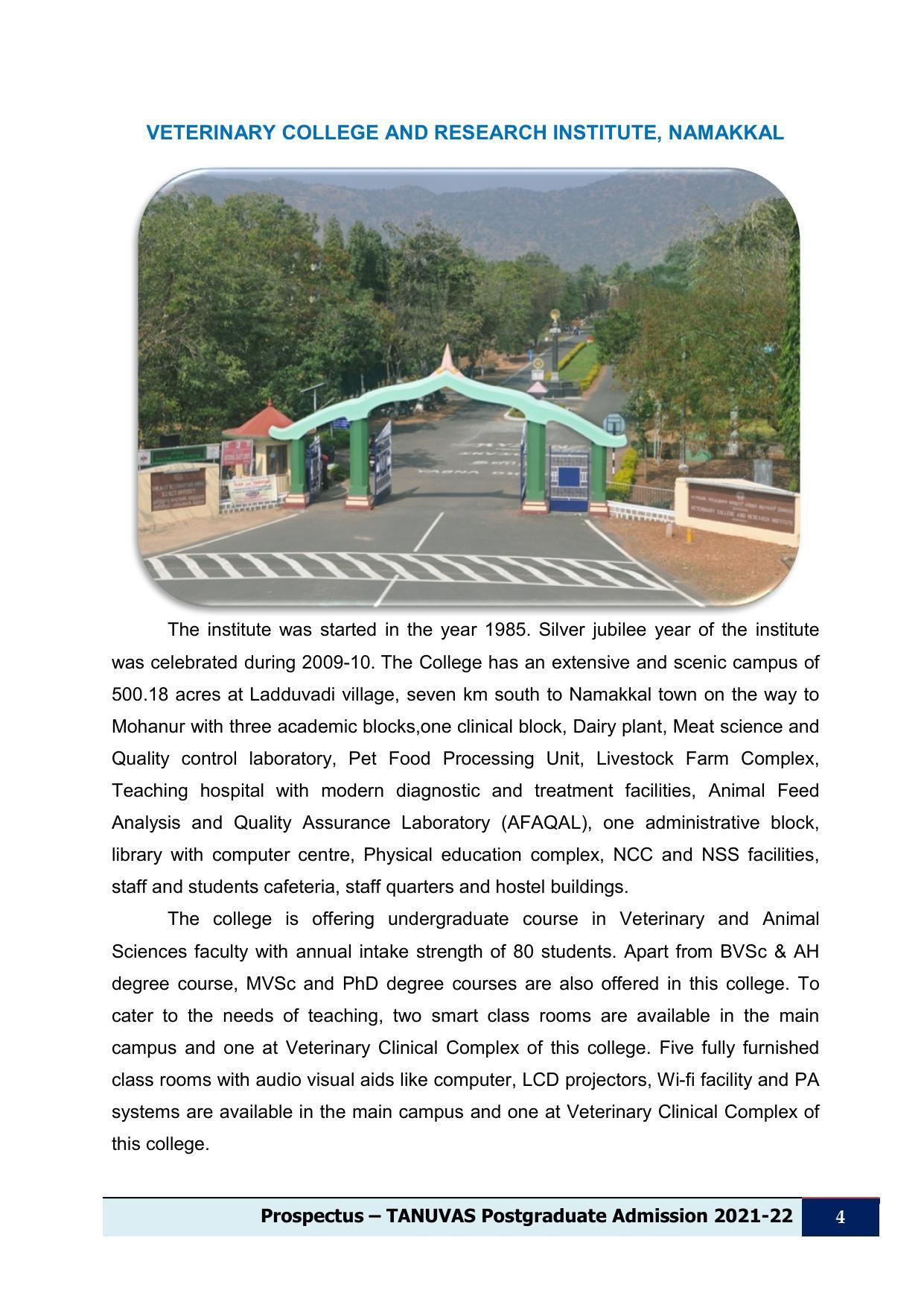 Tamil Nadu Veterinary & Animal Sciences University (TNVASU), Chennai UG Prospectus 2021-22 - Page 5