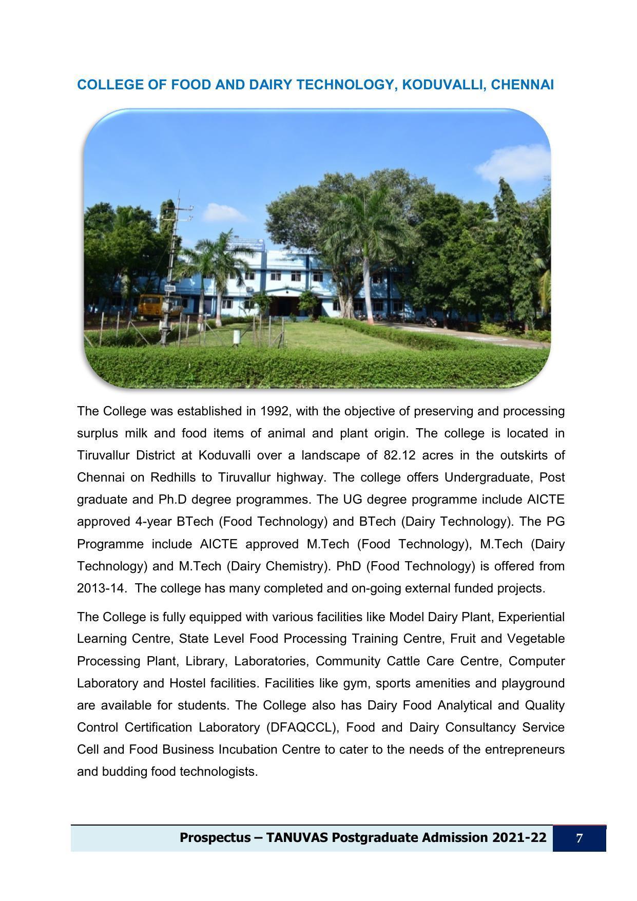 Tamil Nadu Veterinary & Animal Sciences University (TNVASU), Chennai UG Prospectus 2021-22 - Page 8