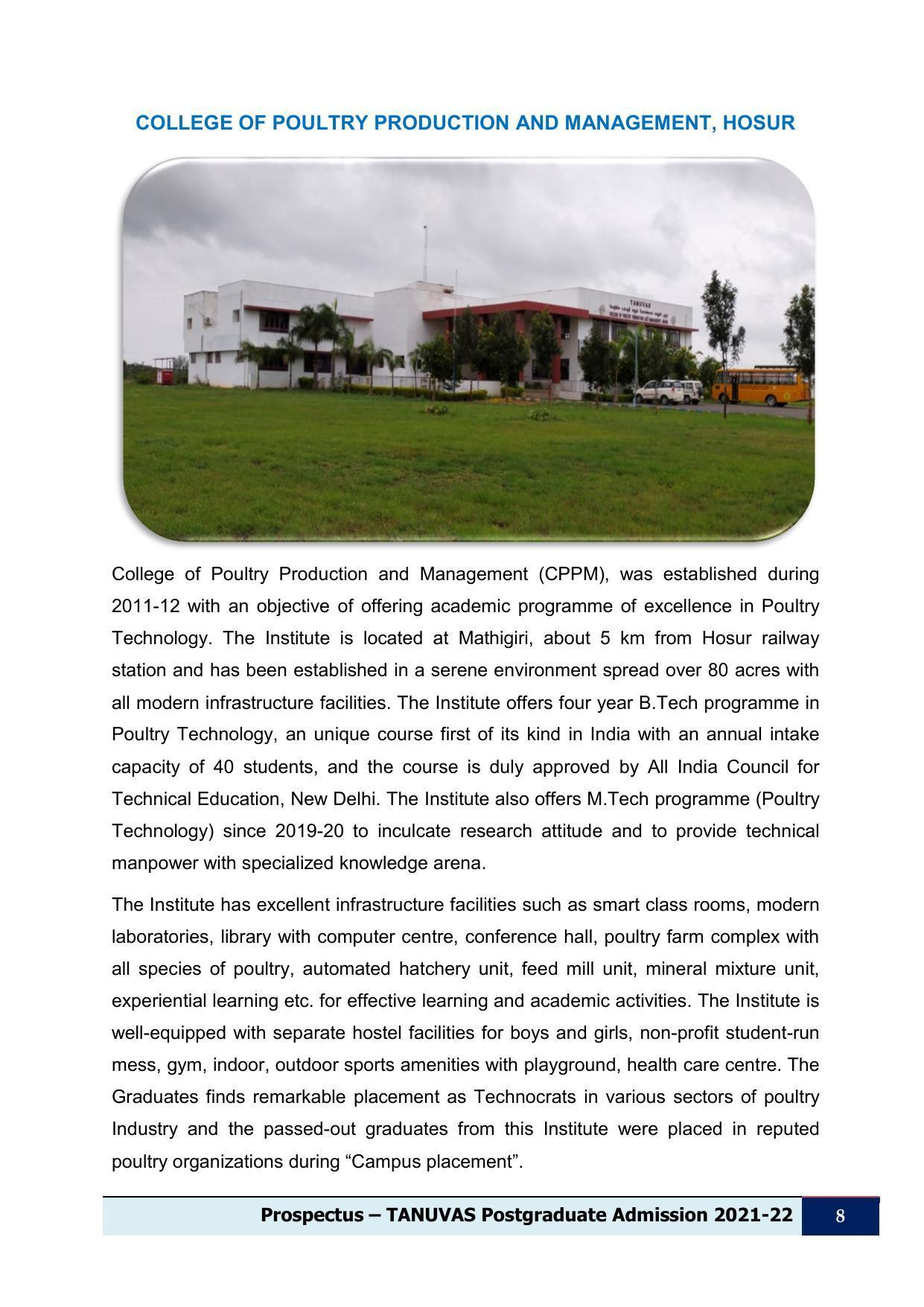 Tamil Nadu Veterinary & Animal Sciences University (TNVASU), Chennai UG Prospectus 2021-22 - Page 9