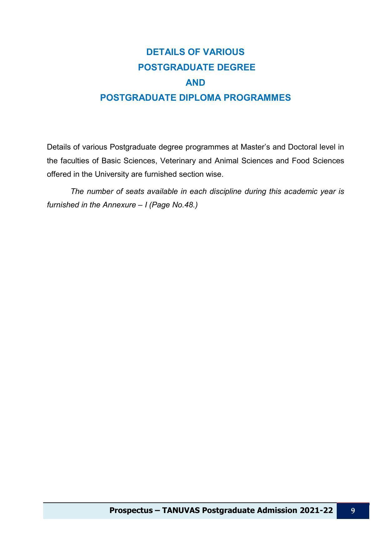 Tamil Nadu Veterinary & Animal Sciences University (TNVASU), Chennai UG Prospectus 2021-22 - Page 10