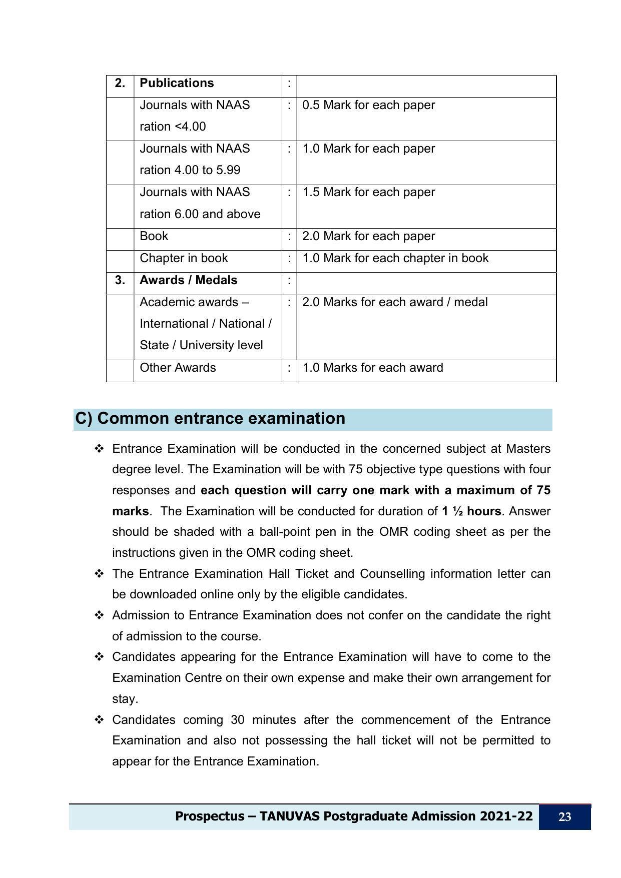 Tamil Nadu Veterinary & Animal Sciences University (TNVASU), Chennai UG Prospectus 2021-22 - Page 24
