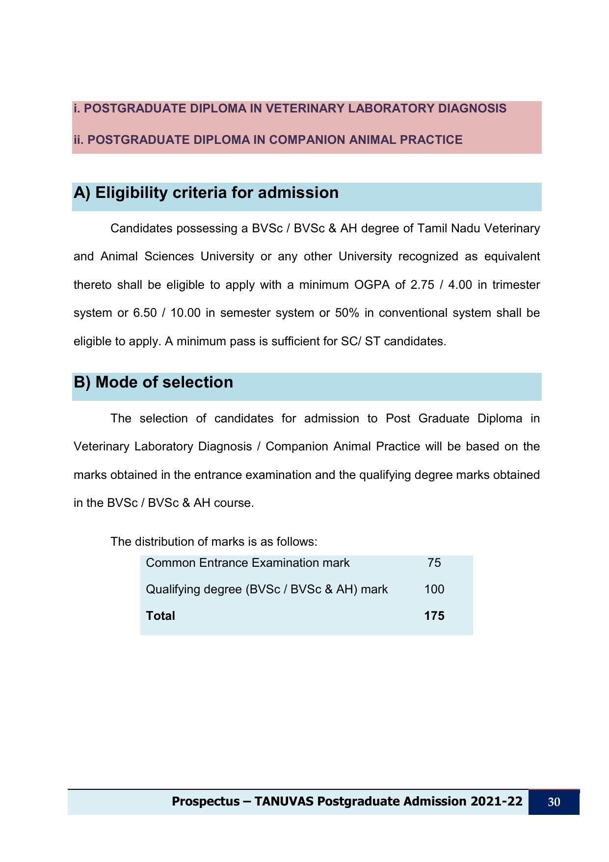 Tamil Nadu Veterinary & Animal Sciences University (TNVASU), Chennai UG Prospectus 2021-22 - Page 31