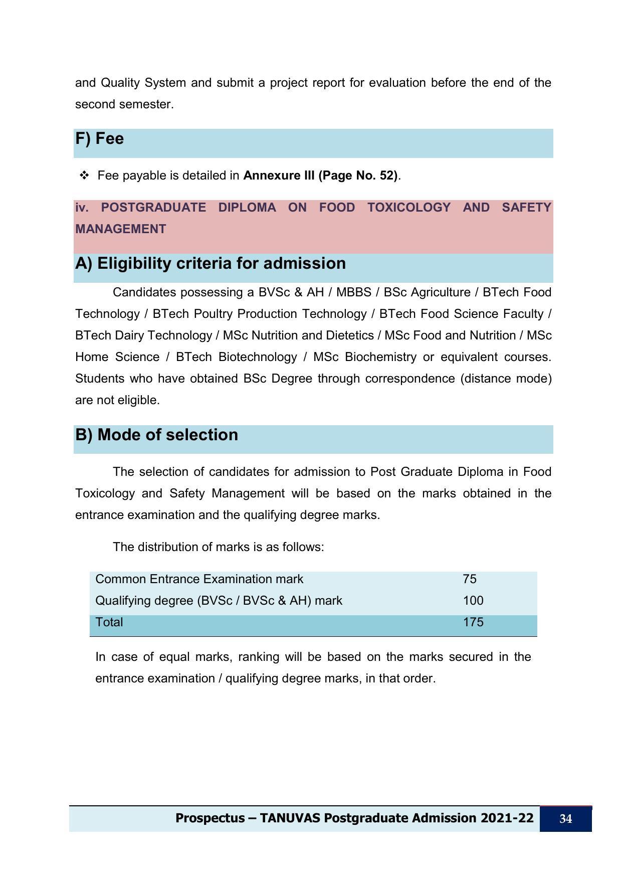 Tamil Nadu Veterinary & Animal Sciences University (TNVASU), Chennai UG Prospectus 2021-22 - Page 35