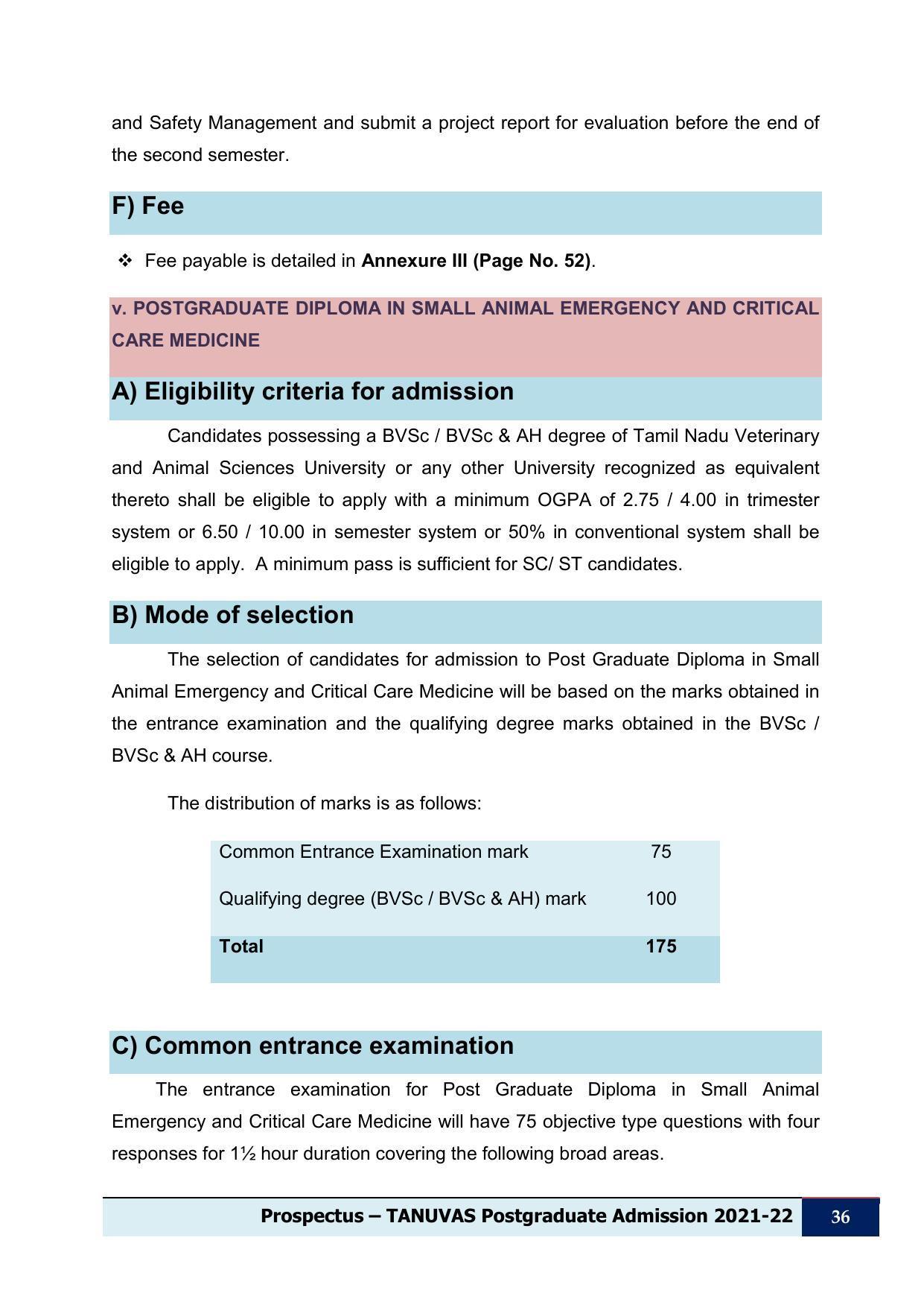 Tamil Nadu Veterinary & Animal Sciences University (TNVASU), Chennai UG Prospectus 2021-22 - Page 37