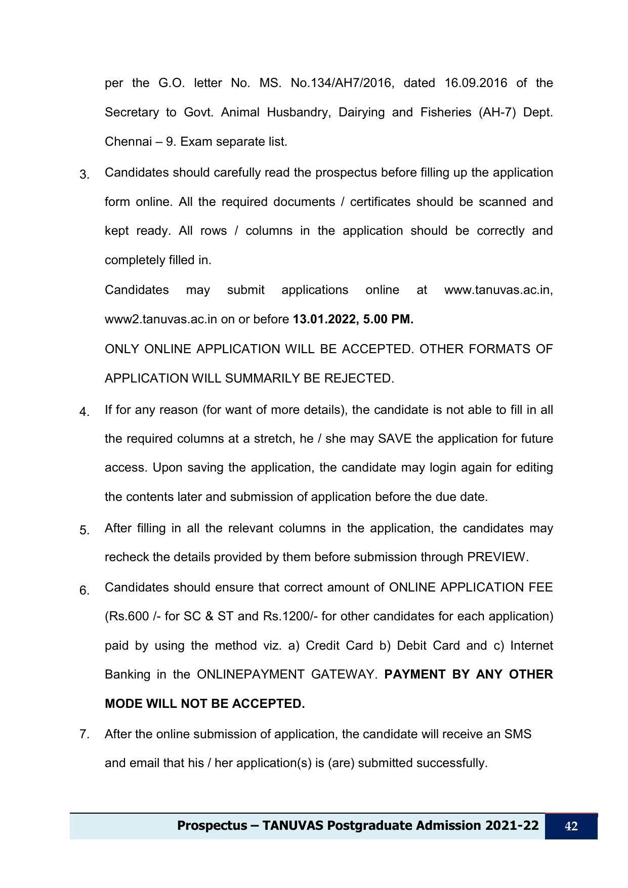 Tamil Nadu Veterinary & Animal Sciences University (TNVASU), Chennai UG Prospectus 2021-22 - Page 43