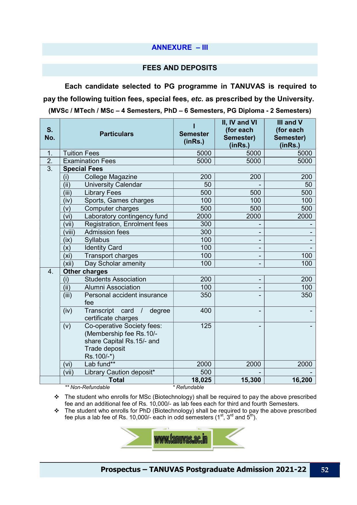 Tamil Nadu Veterinary & Animal Sciences University (TNVASU), Chennai UG Prospectus 2021-22 - Page 53