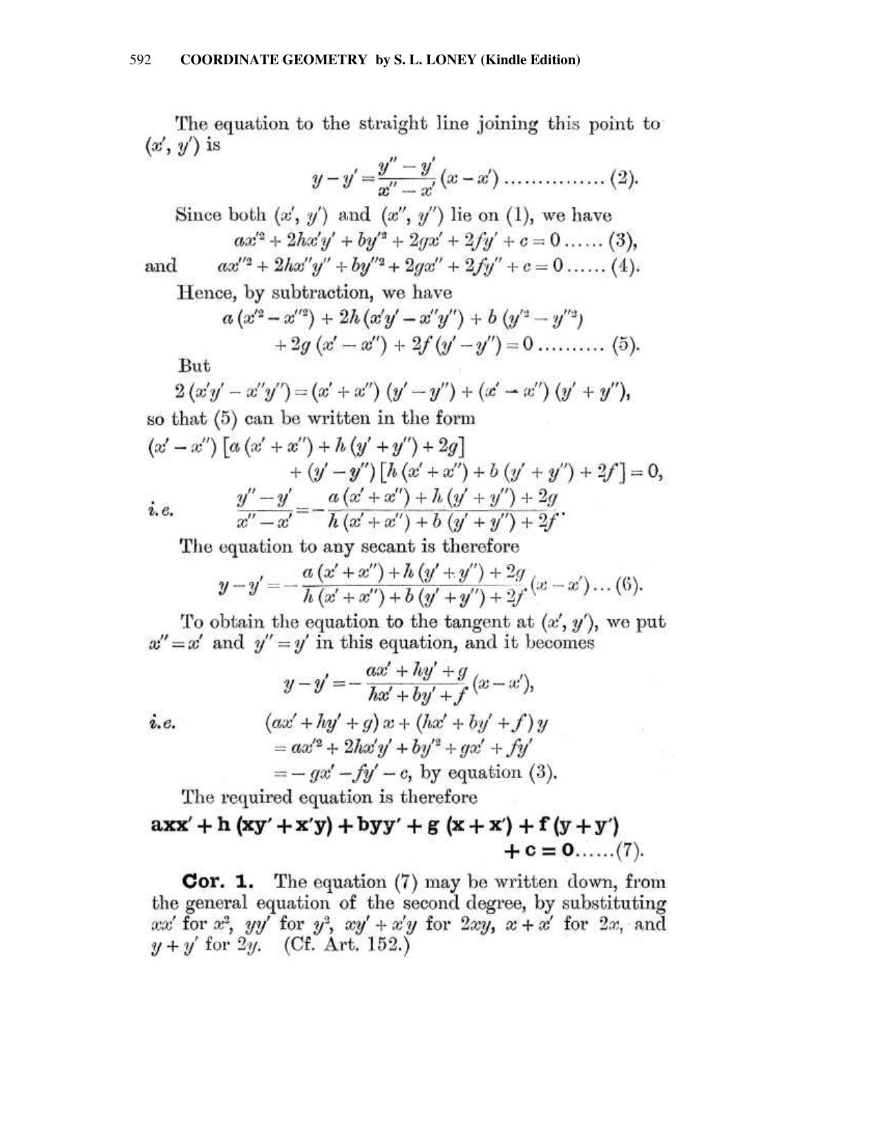 Chapter 16: The General Conic - SL Loney Solutions: The Elements of Coordinate Geometry - Page 2