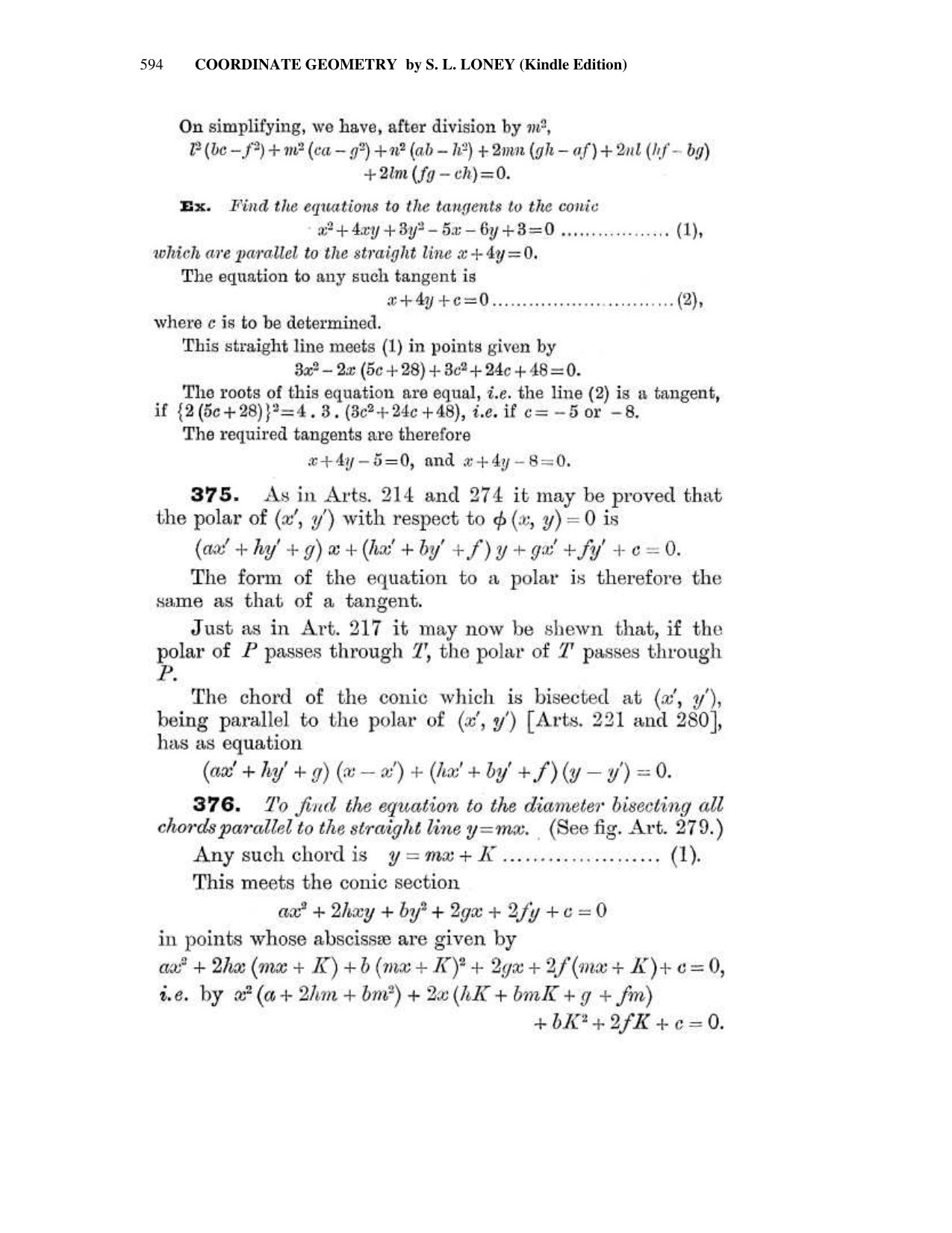 Chapter 16: The General Conic - SL Loney Solutions: The Elements of Coordinate Geometry - Page 4