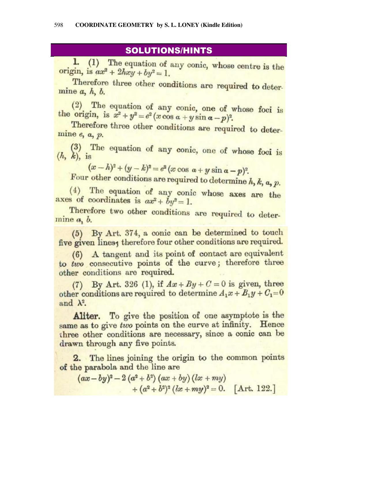 Chapter 16: The General Conic - SL Loney Solutions: The Elements of Coordinate Geometry - Page 8