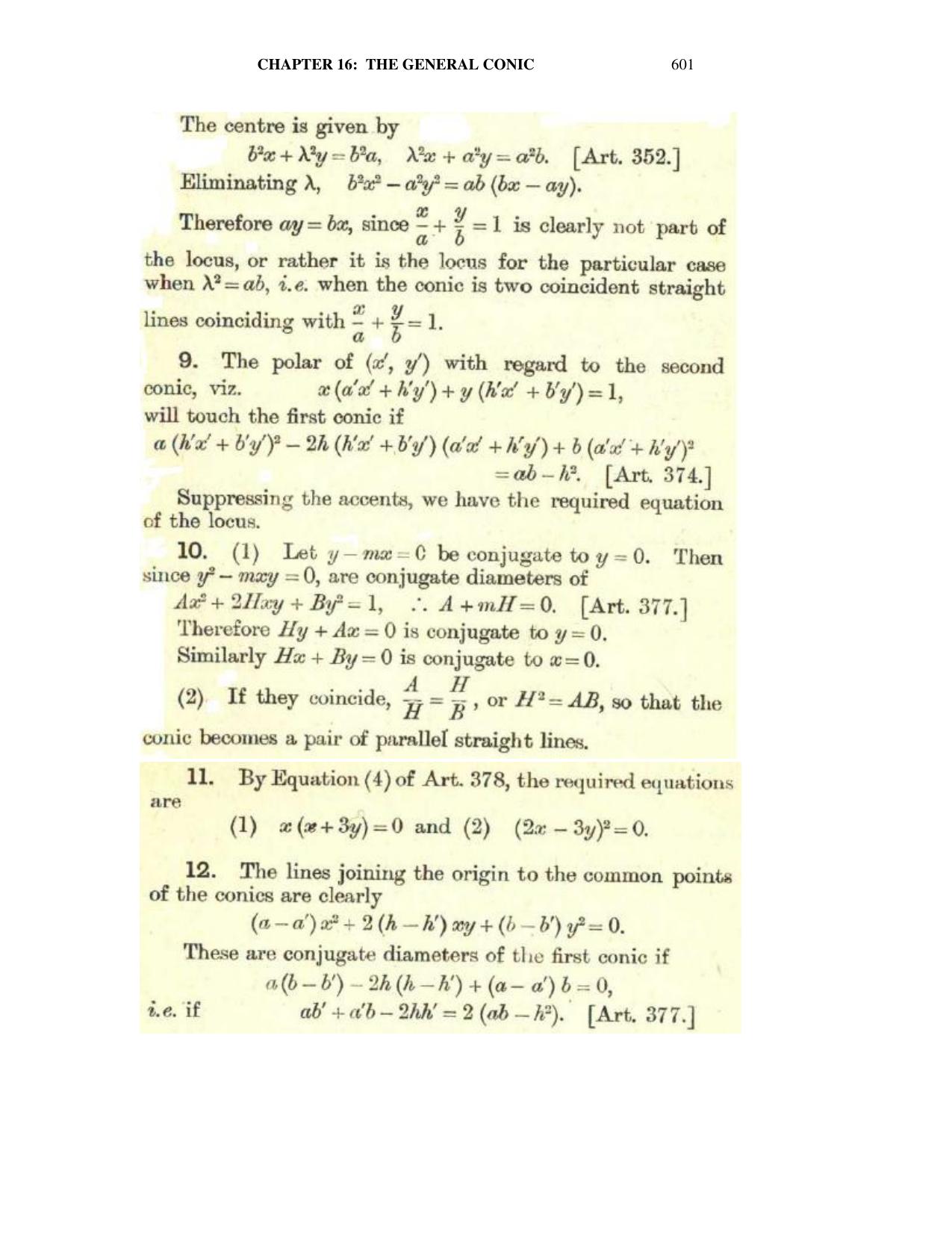 Chapter 16: The General Conic - SL Loney Solutions: The Elements of Coordinate Geometry - Page 11