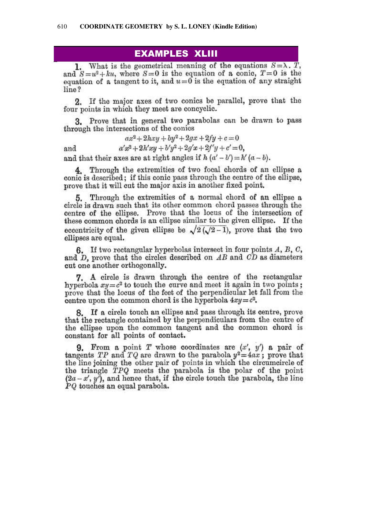 Chapter 16: The General Conic - SL Loney Solutions: The Elements of Coordinate Geometry - Page 20