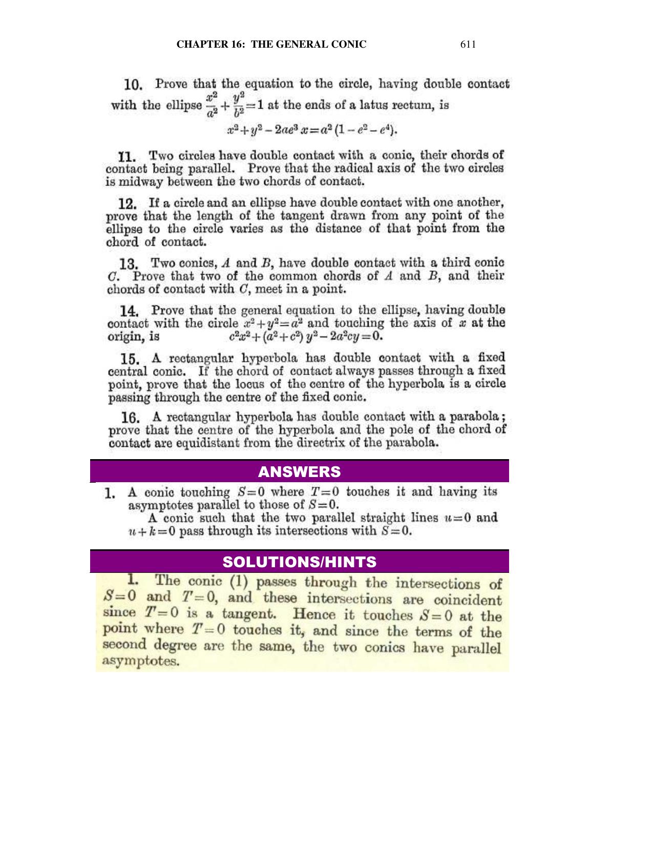 Chapter 16: The General Conic - SL Loney Solutions: The Elements of Coordinate Geometry - Page 21
