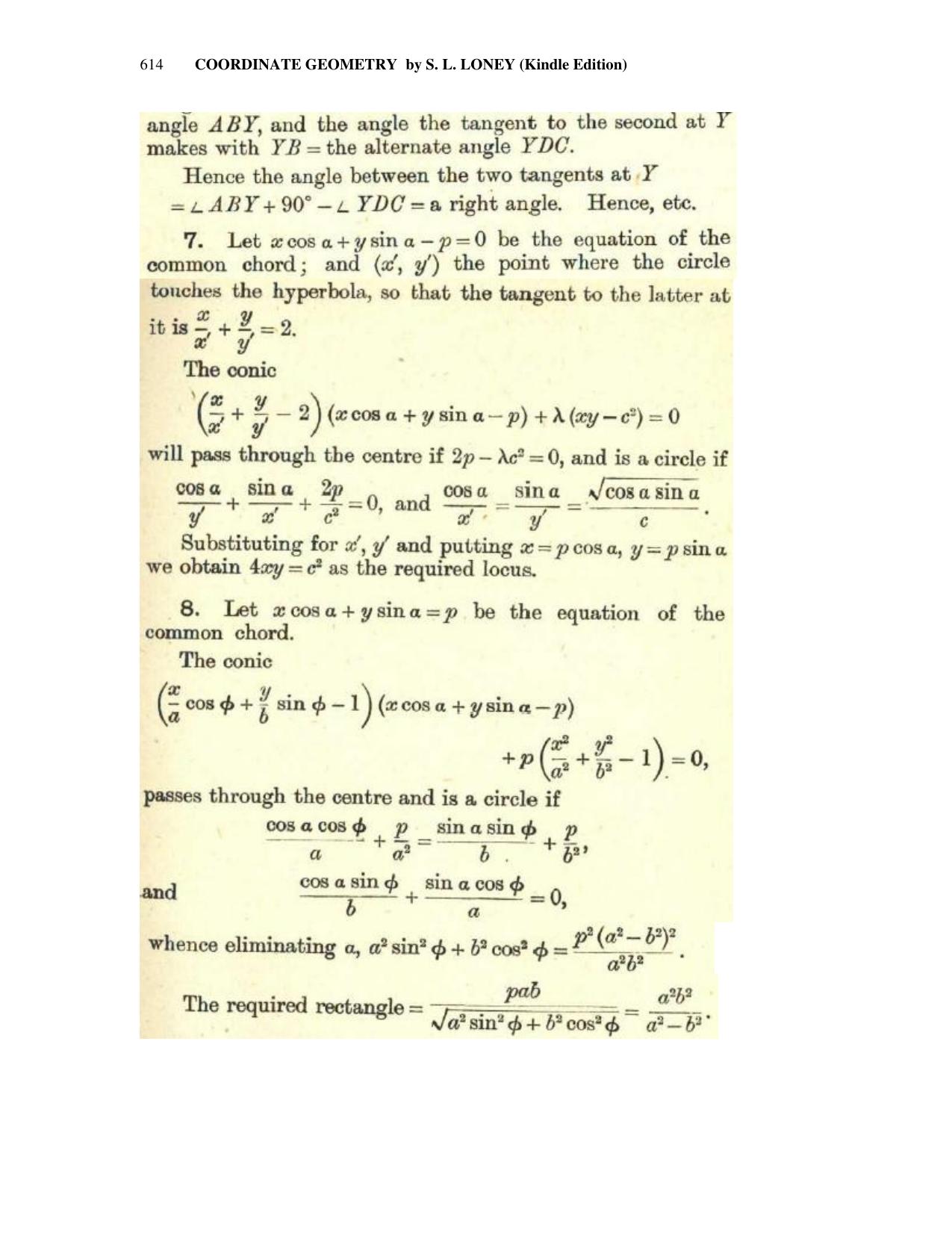 Chapter 16: The General Conic - SL Loney Solutions: The Elements of Coordinate Geometry - Page 24