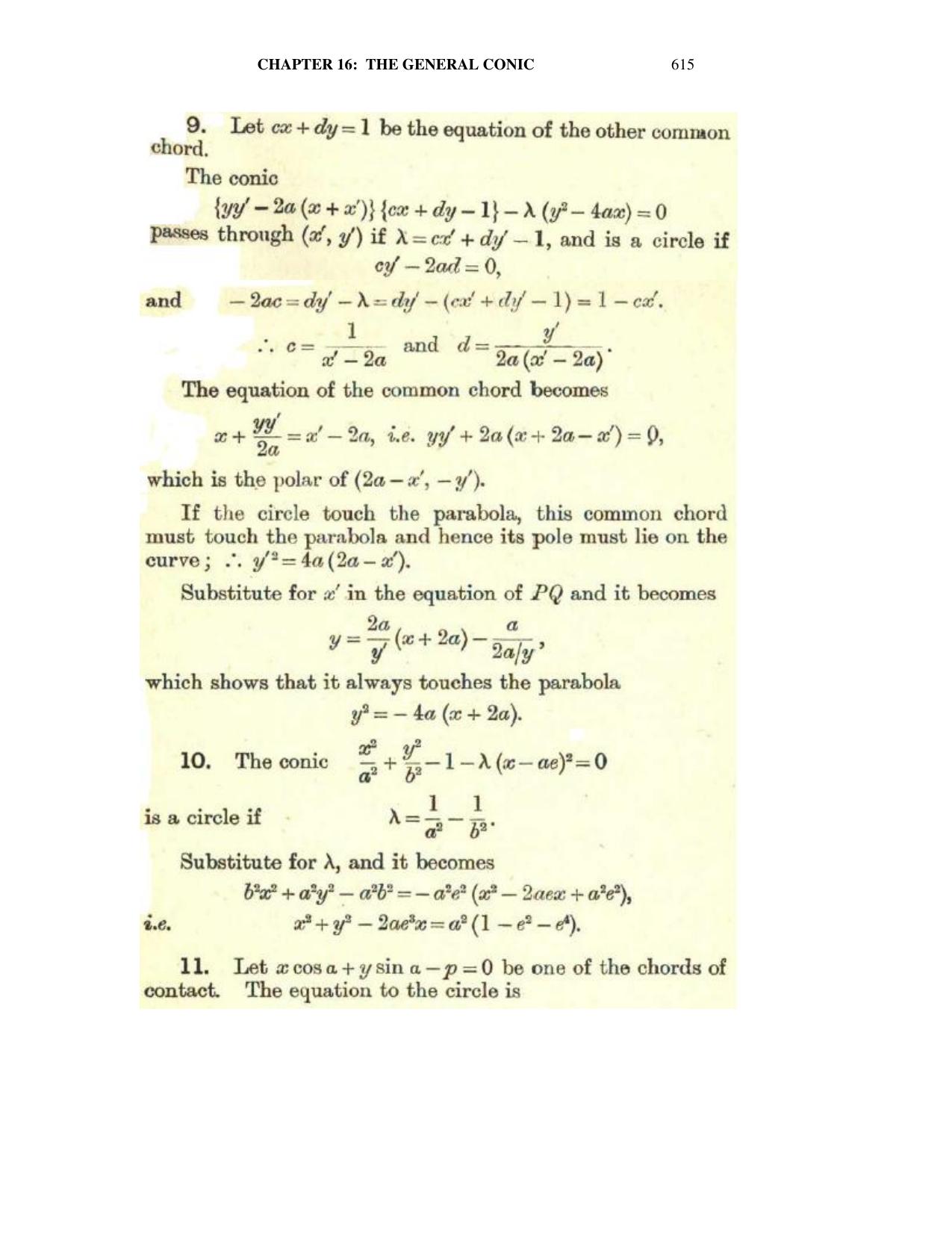 Chapter 16: The General Conic - SL Loney Solutions: The Elements of Coordinate Geometry - Page 25