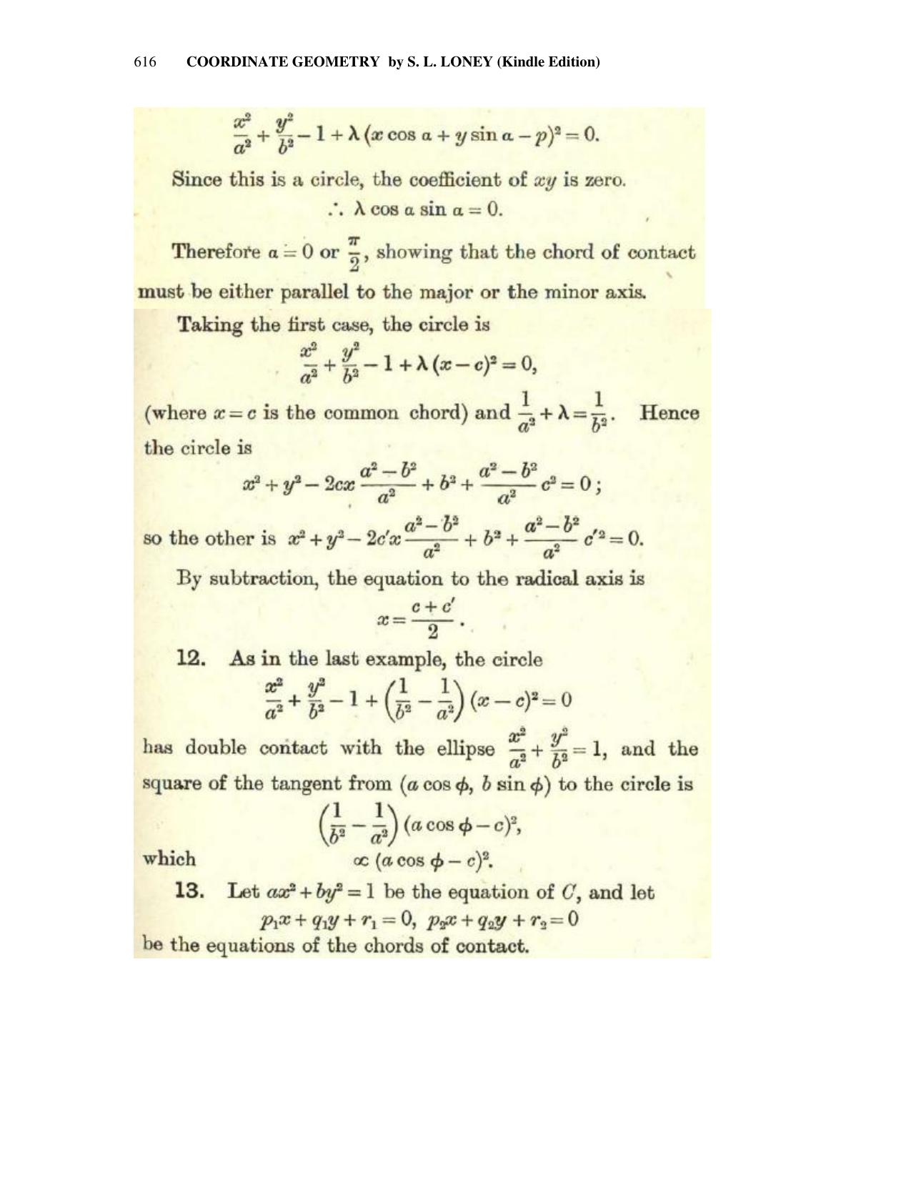 Chapter 16: The General Conic - SL Loney Solutions: The Elements of Coordinate Geometry - Page 26
