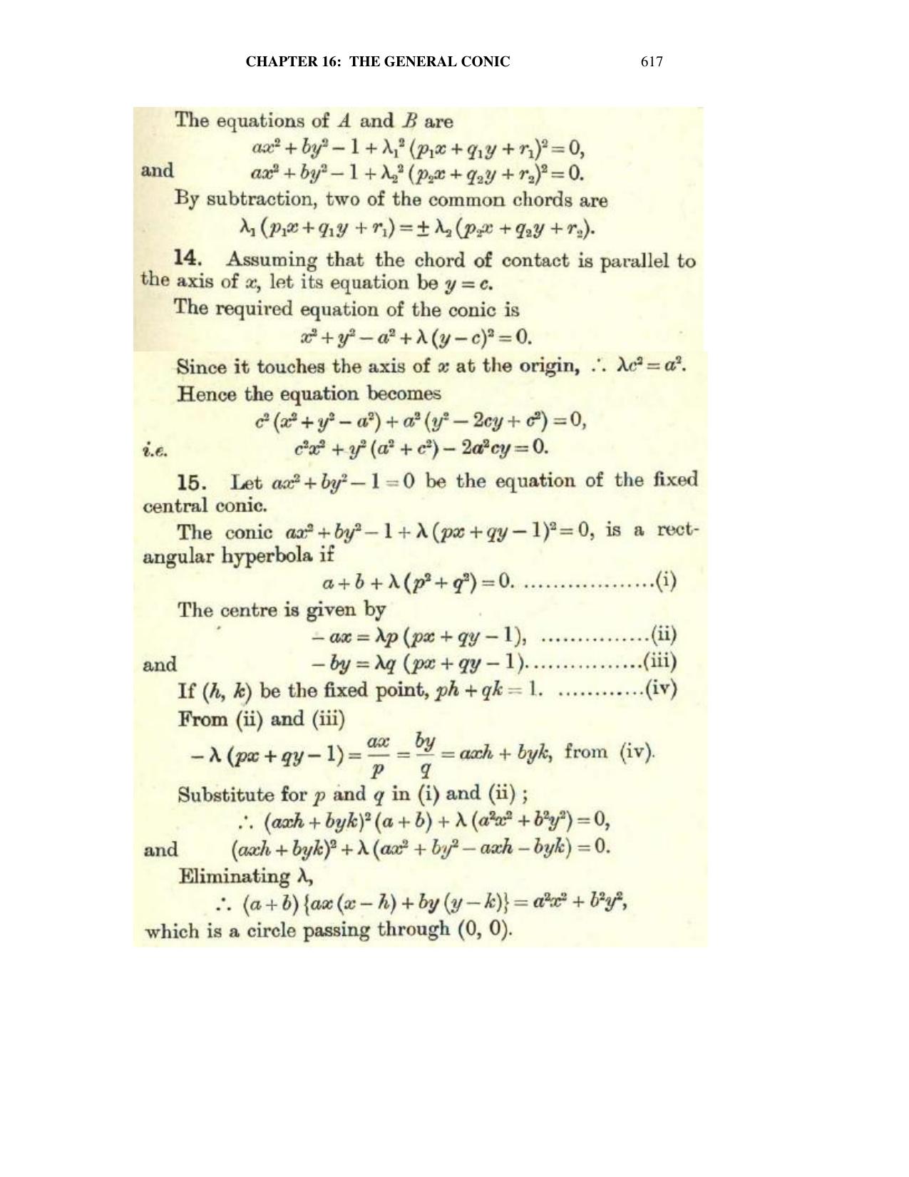 Chapter 16: The General Conic - SL Loney Solutions: The Elements of Coordinate Geometry - Page 27