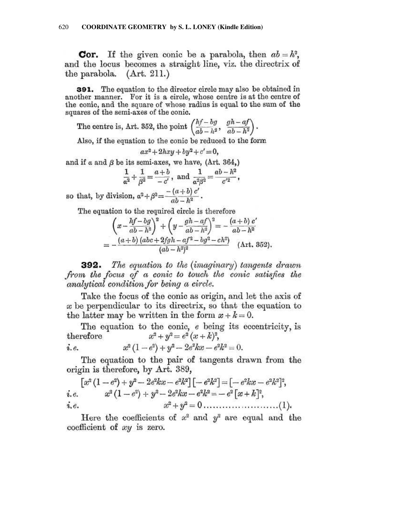 Chapter 16: The General Conic - SL Loney Solutions: The Elements of Coordinate Geometry - Page 30