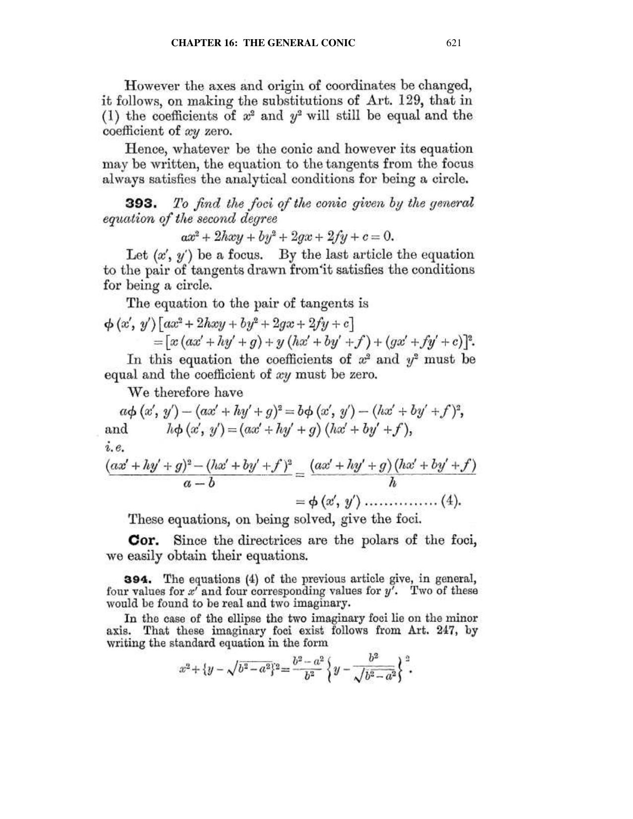 Chapter 16: The General Conic - SL Loney Solutions: The Elements of Coordinate Geometry - Page 31