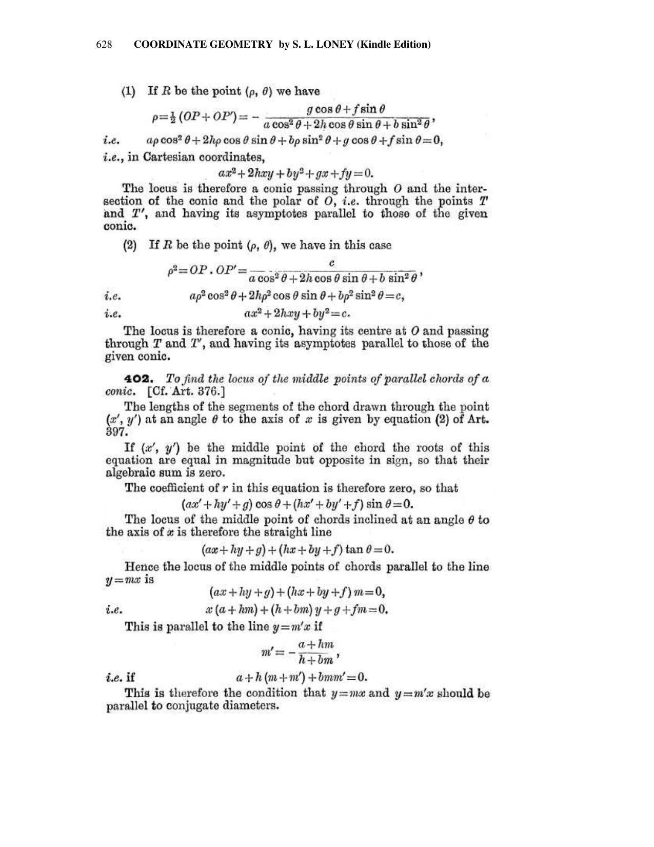Chapter 16: The General Conic - SL Loney Solutions: The Elements of Coordinate Geometry - Page 38