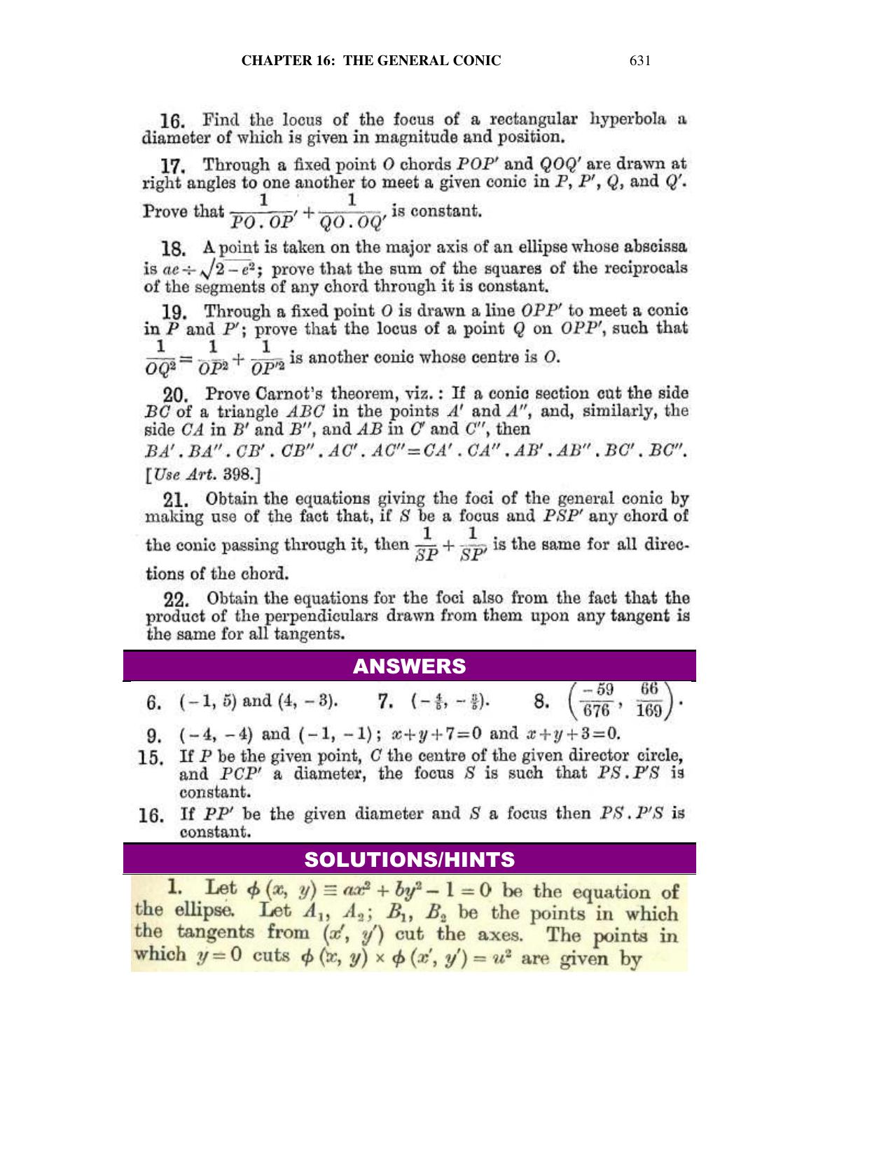 Chapter 16: The General Conic - SL Loney Solutions: The Elements of Coordinate Geometry - Page 41