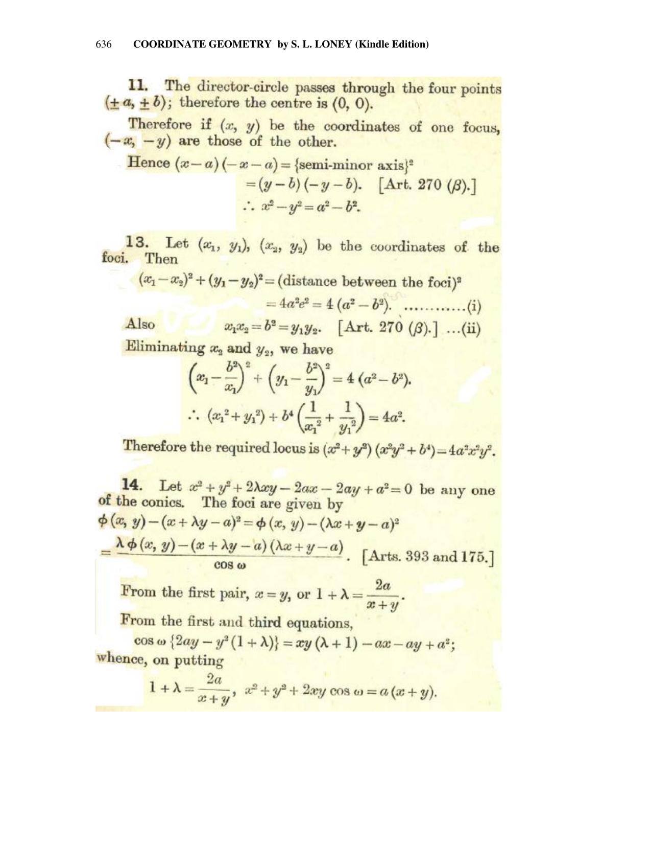 Chapter 16: The General Conic - SL Loney Solutions: The Elements of Coordinate Geometry - Page 46