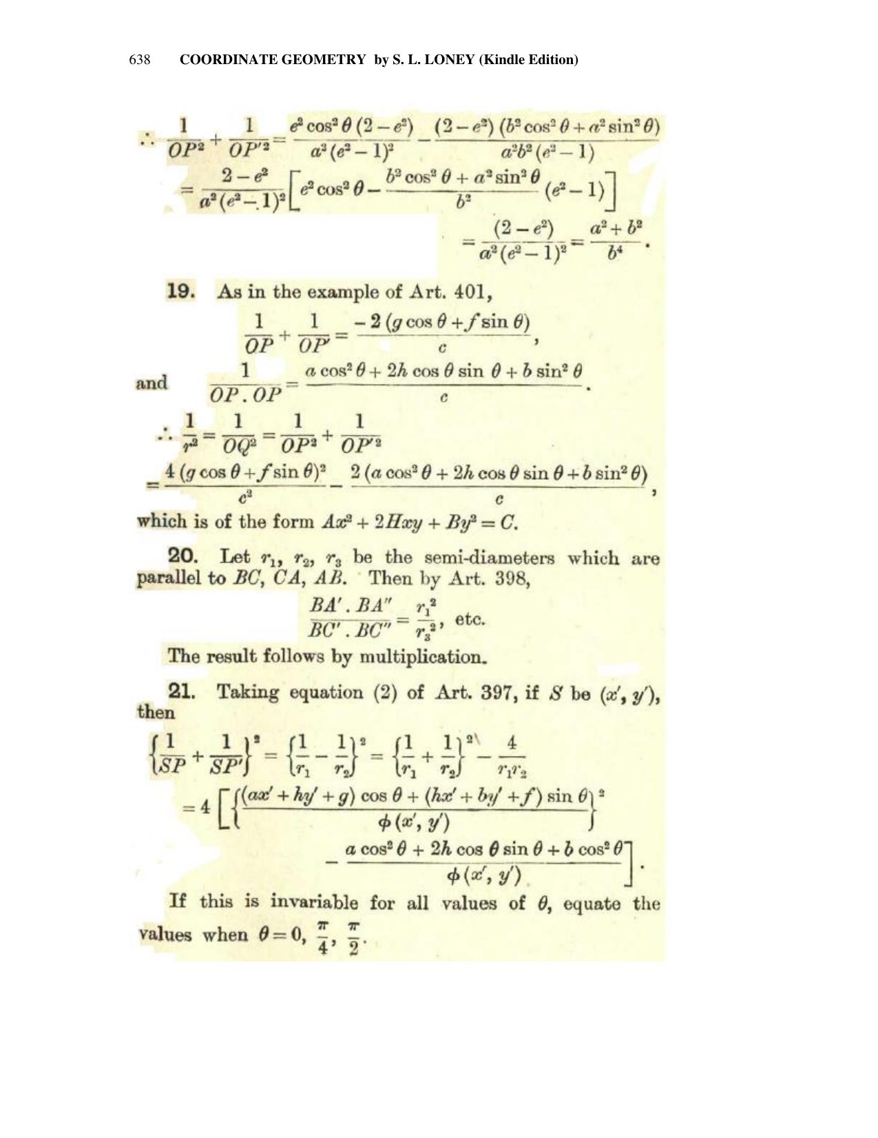 Chapter 16: The General Conic - SL Loney Solutions: The Elements of Coordinate Geometry - Page 48