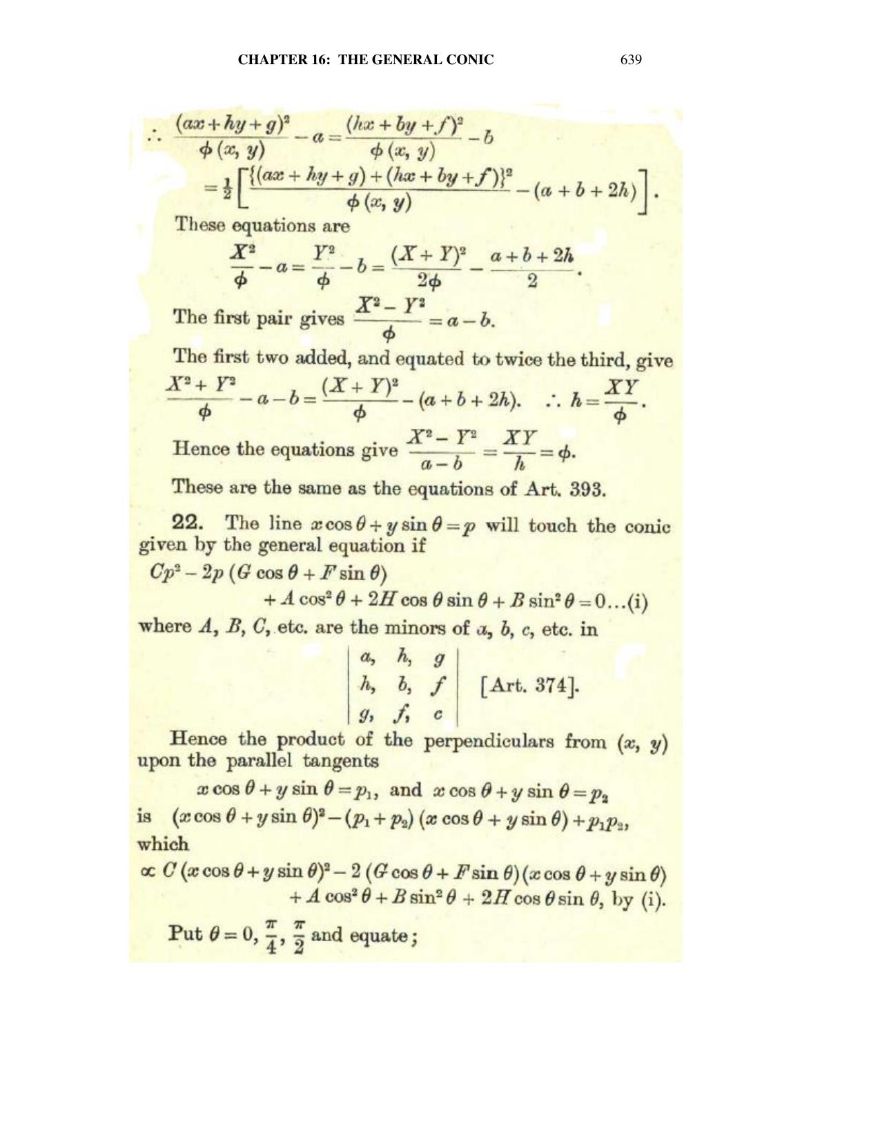 Chapter 16: The General Conic - SL Loney Solutions: The Elements of Coordinate Geometry - Page 49