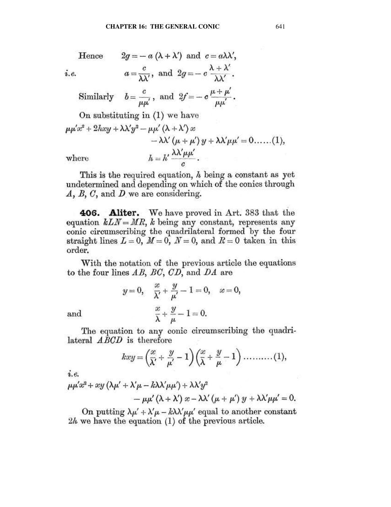 Chapter 16: The General Conic - SL Loney Solutions: The Elements of Coordinate Geometry - Page 51
