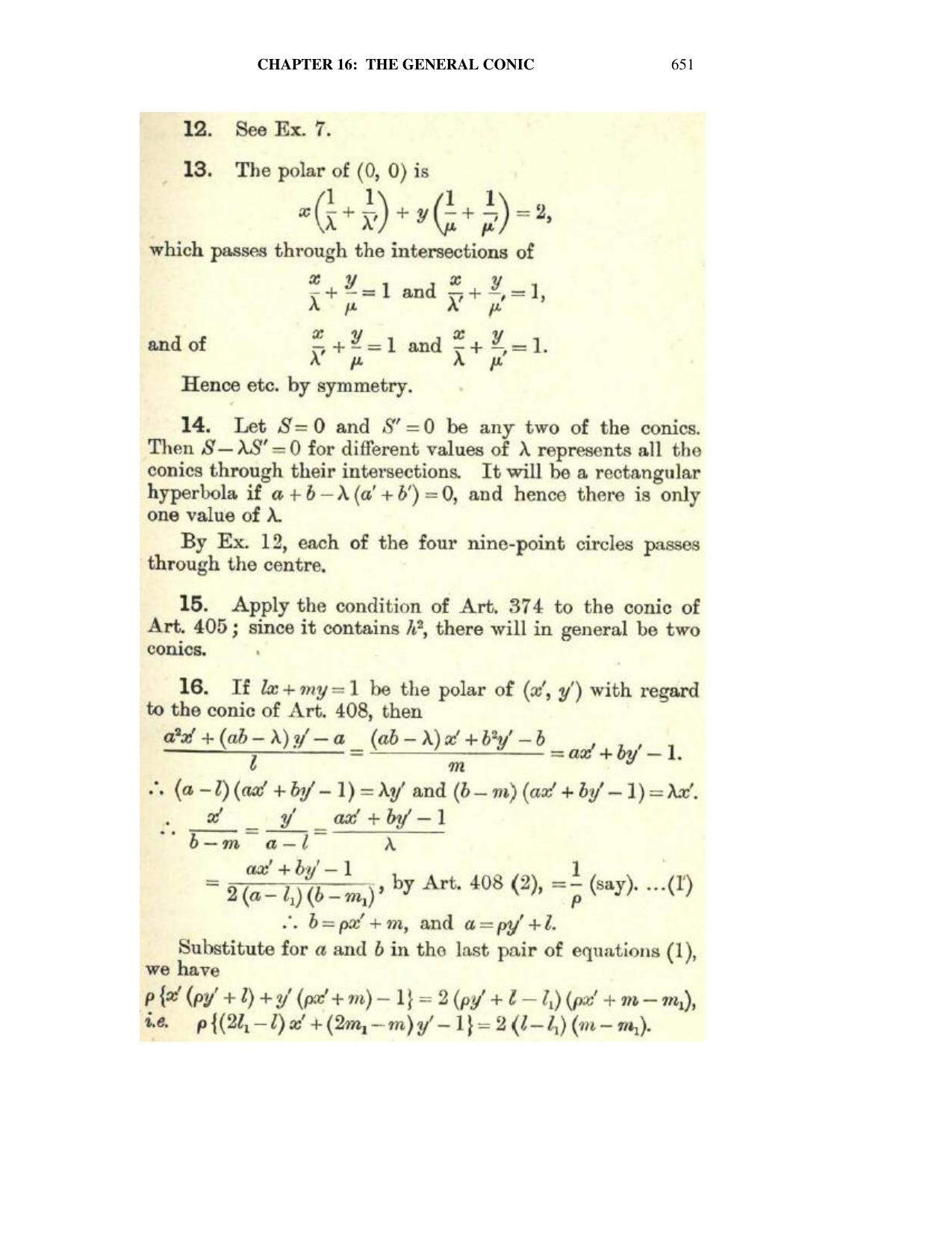 Chapter 16: The General Conic - SL Loney Solutions: The Elements of Coordinate Geometry - Page 61