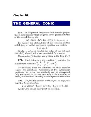 Chapter 16: The General Conic - SL Loney Solutions: The Elements of Coordinate Geometry