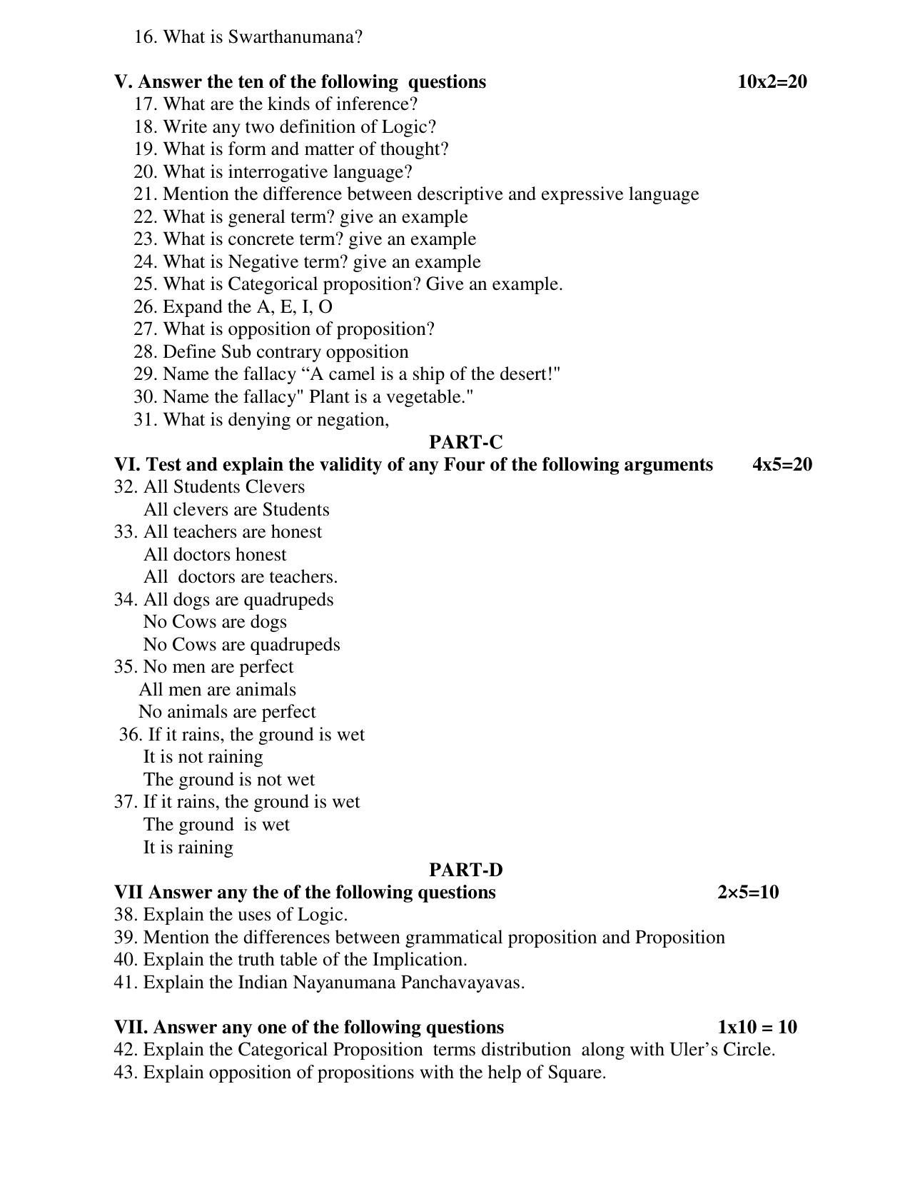 Karnataka 1st PUC Logic Model Question Paper 2025 - Page 4