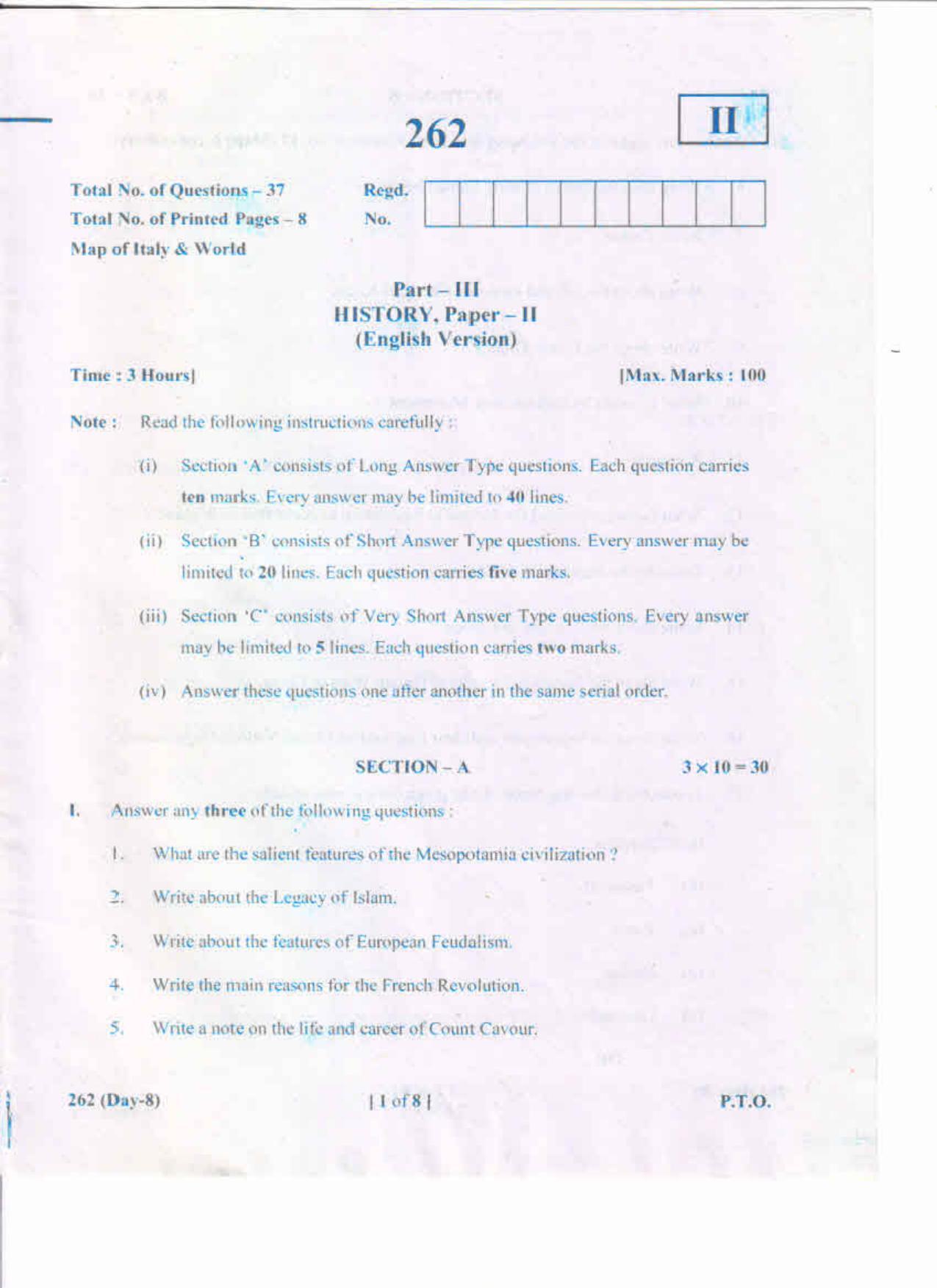 AP Inter 2nd Year History-II (EM)I May-2019-General Question Paper - Page 1
