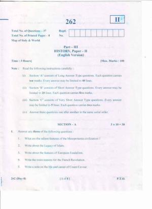 AP Inter 2nd Year History-II (EM)I May-2019-General Question Paper