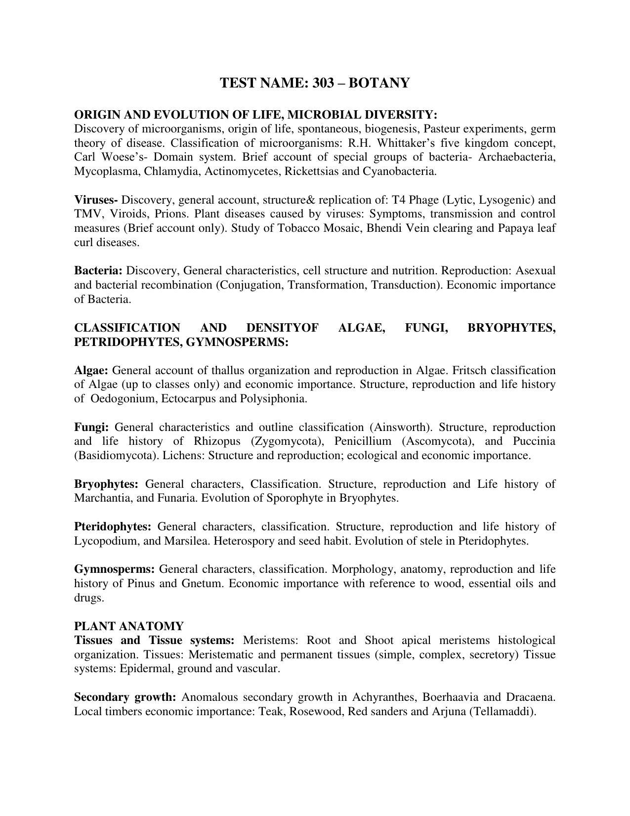 AP PGCET BOTANY Syllabus - Page 1