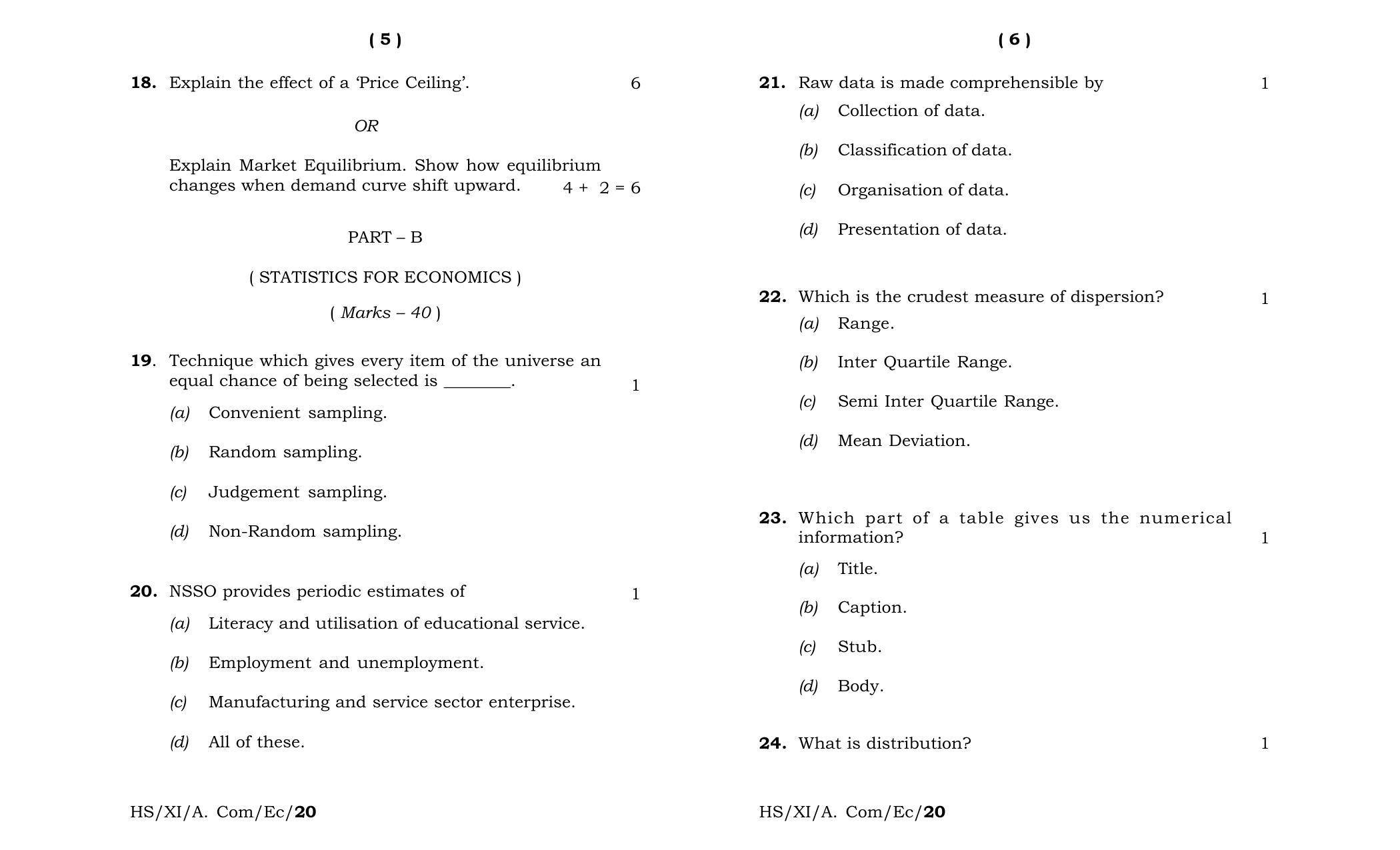 Meghalaya Board (MBOSE) Class 11 Economics 2020 Question Paper - Page 3