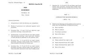 Meghalaya Board (MBOSE) Class 11 Economics 2020 Question Paper