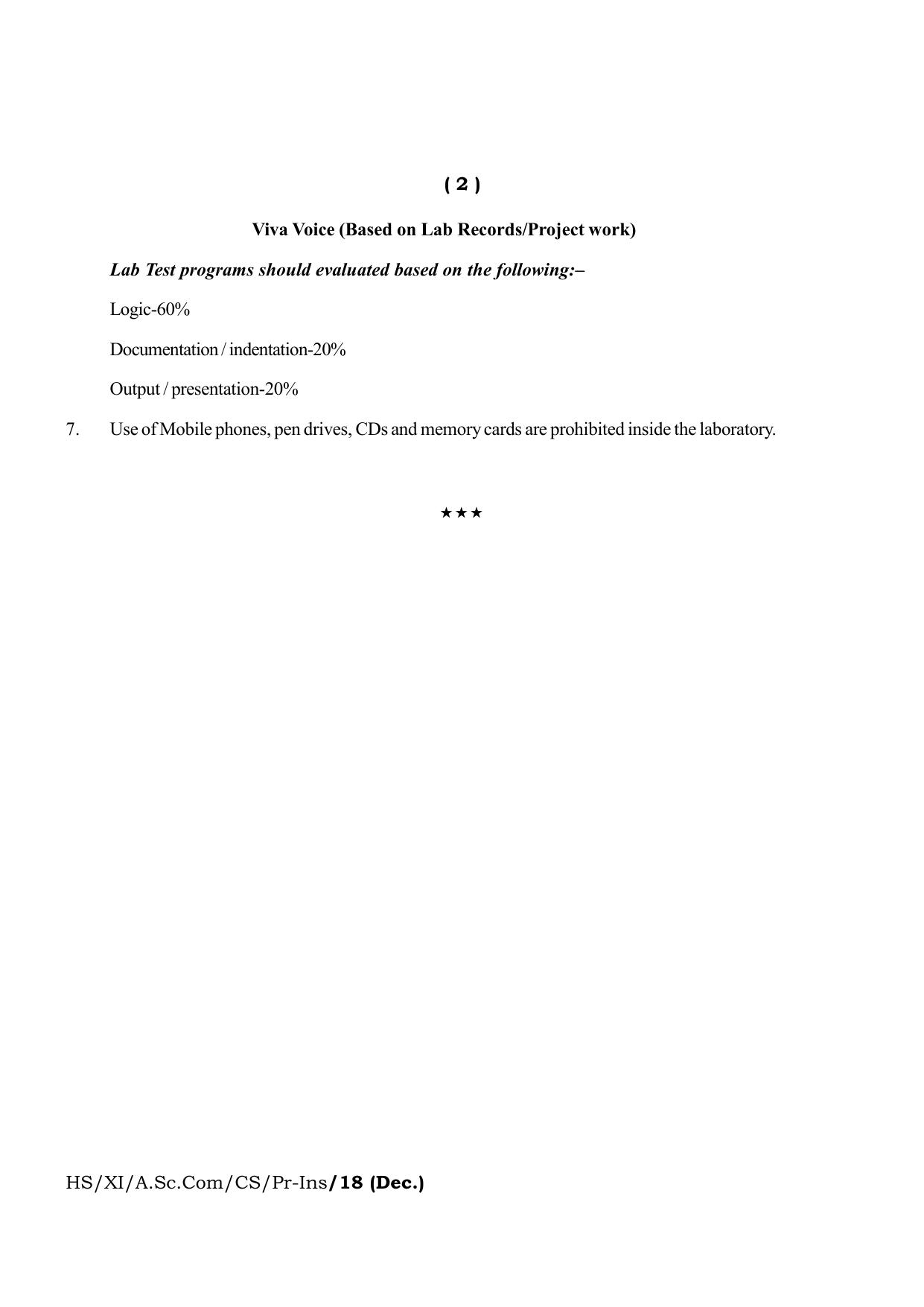 Meghalaya Board (MBOSE) Class 11 Computer_Science__Inctruction___Practical_ 2019 Question Paper - Page 2